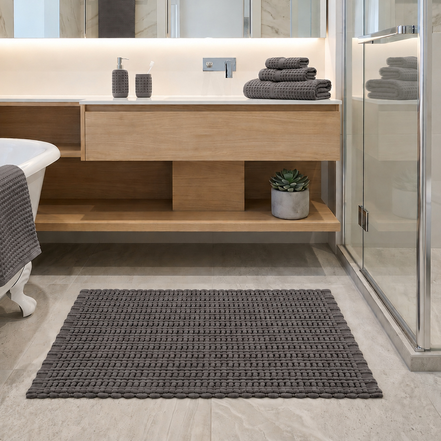 Tappeto bagno ciniglia 50x80 cm grigio Rug