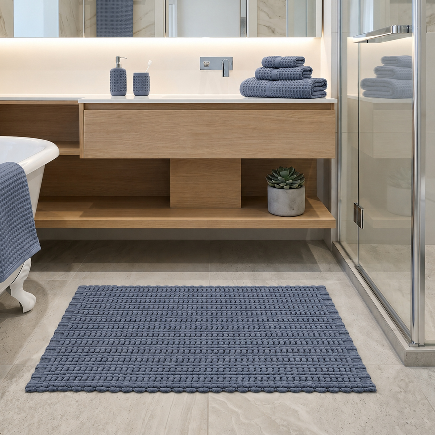 Tappeto bagno ciniglia 50x80 cm blu Rug