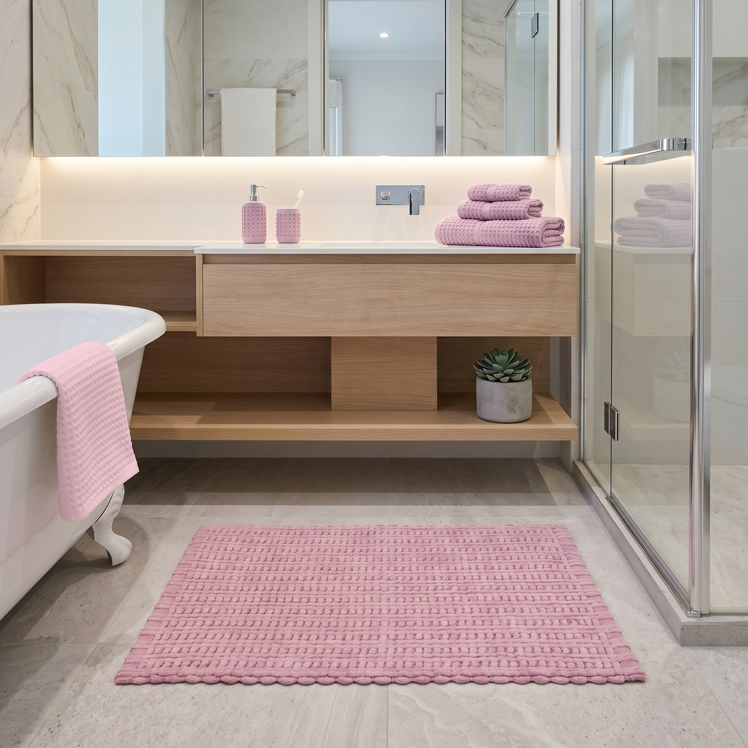 Tappeto bagno ciniglia 50x80 cm rosa Rug