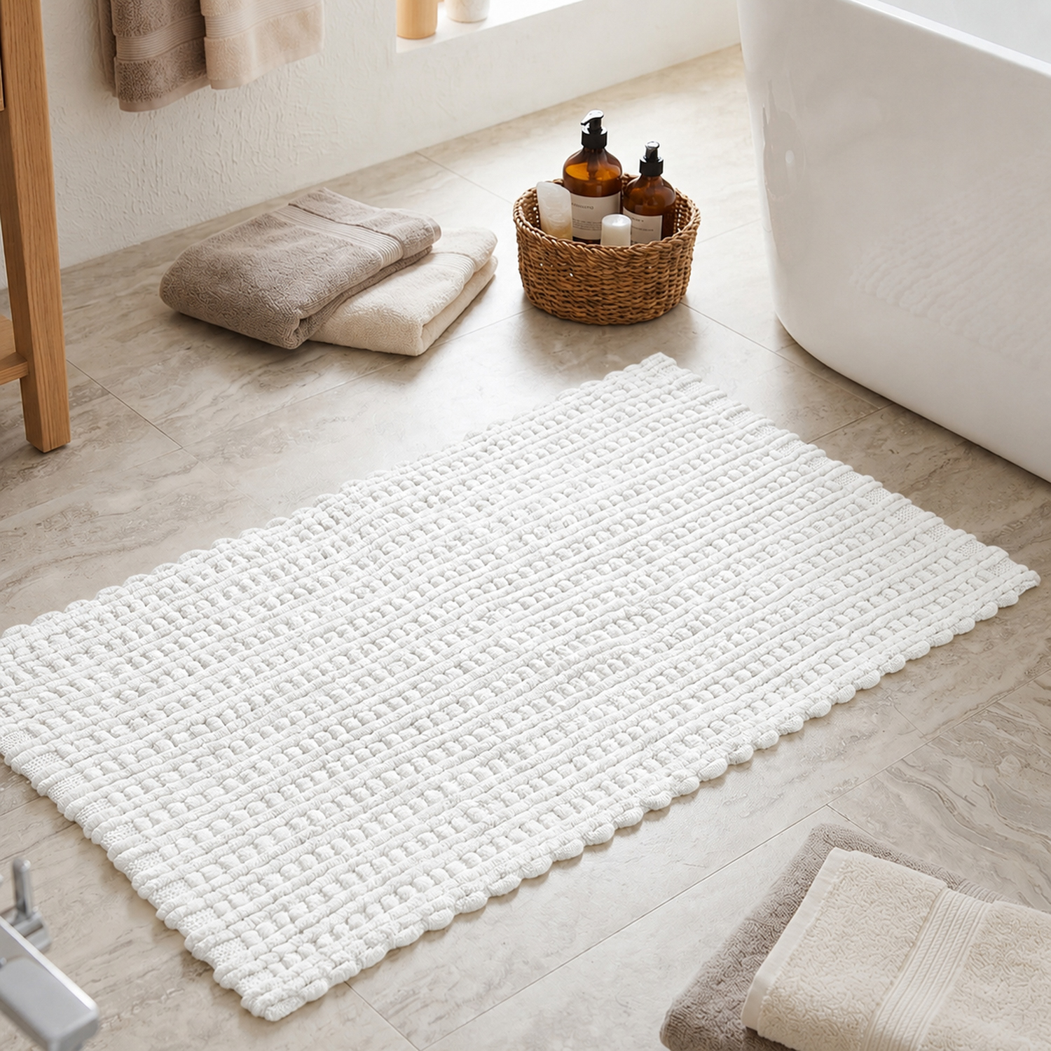 Tappeto bagno ciniglia 60x110 cm bianco Rug