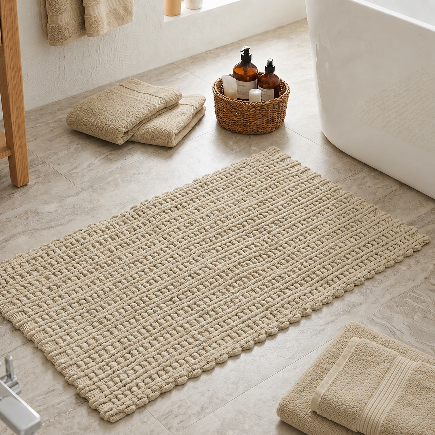 Tappeto bagno ciniglia 60x110 cm beige Rug