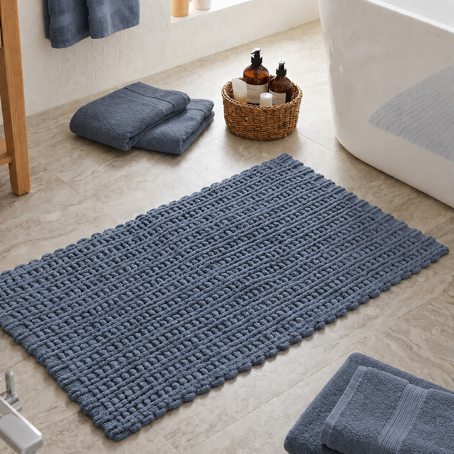 Tappeto bagno ciniglia 60x110 cm blu Rug