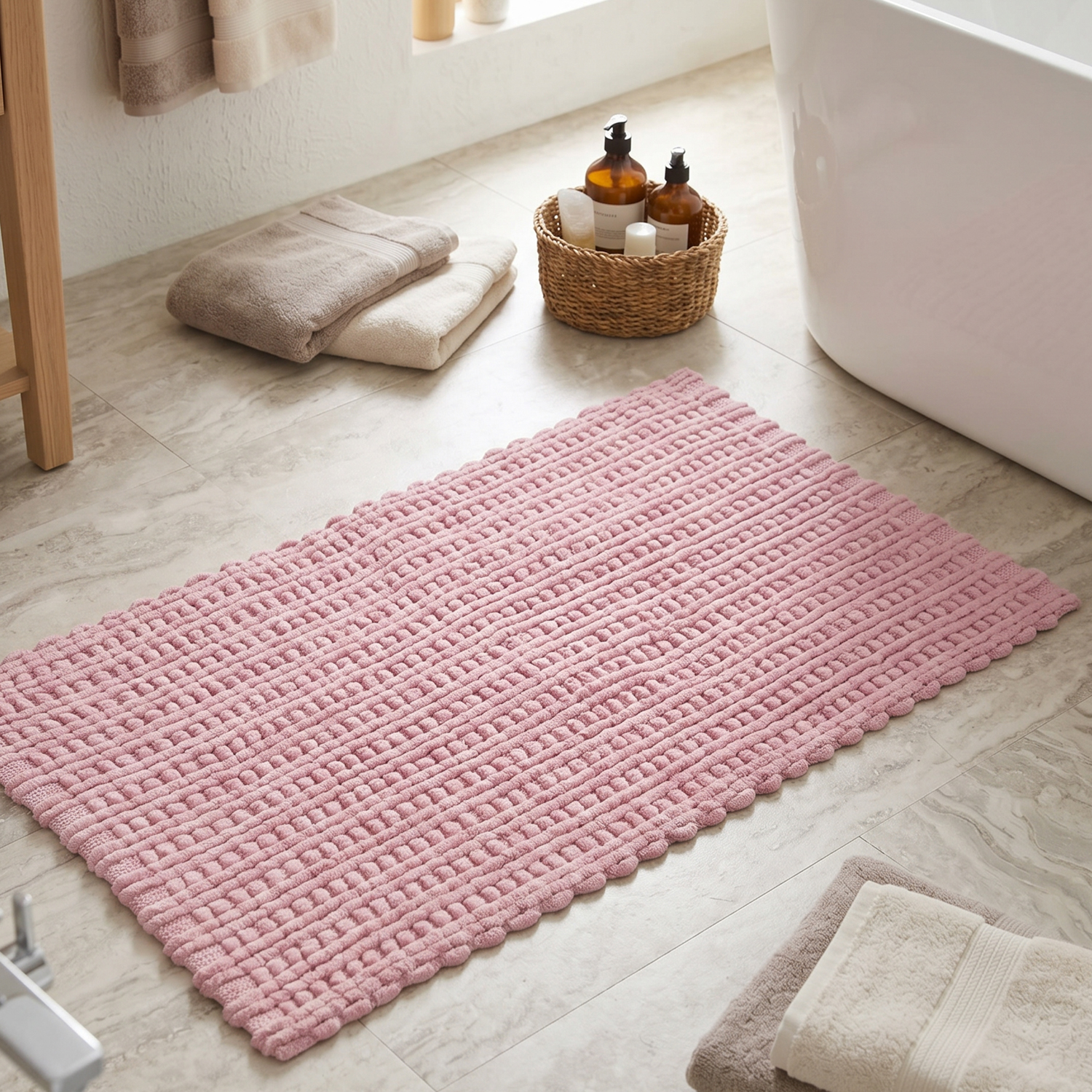 Tappeto bagno ciniglia 60x110 cm rosa Rug