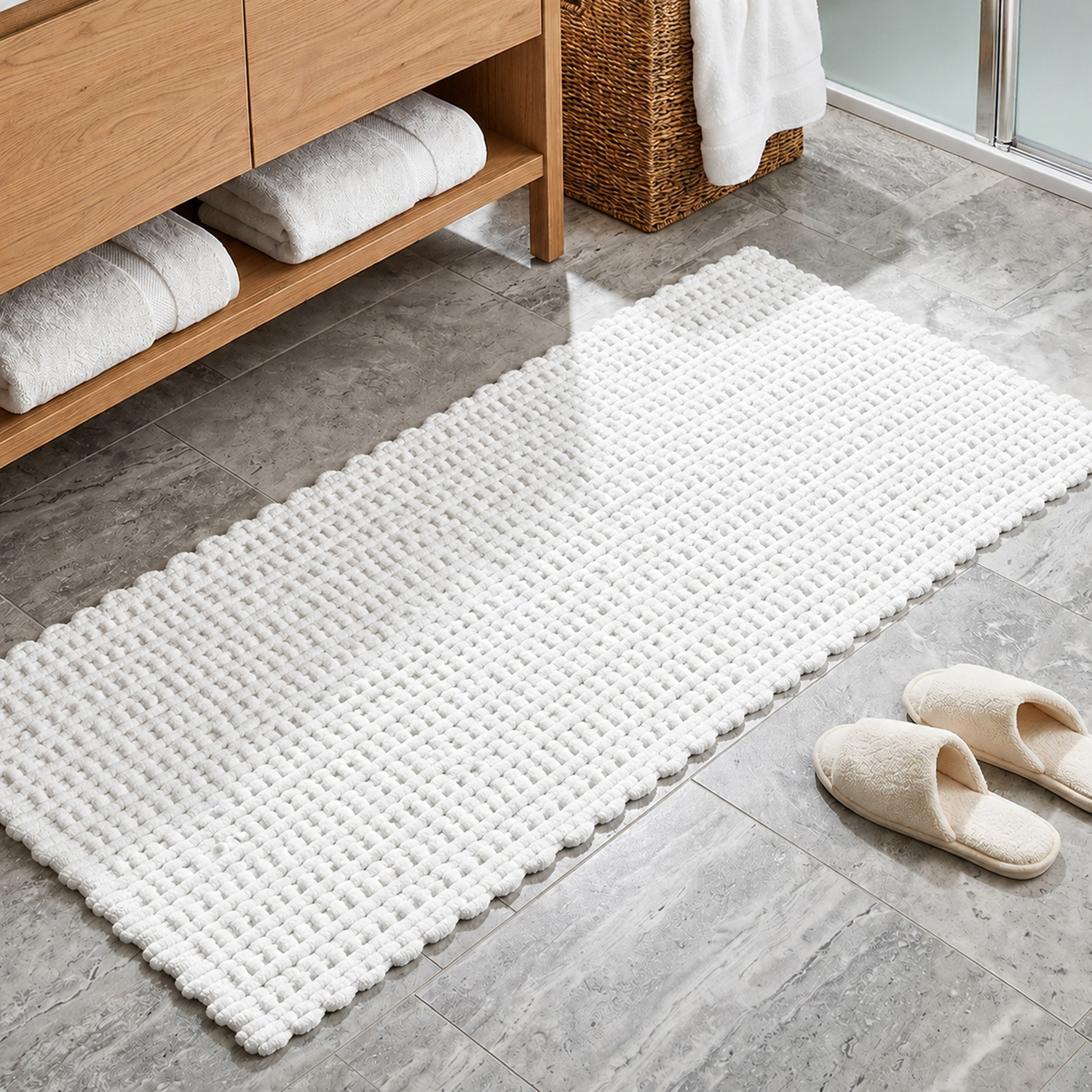 Tappeto bagno ciniglia 60x130 cm bianco Rug