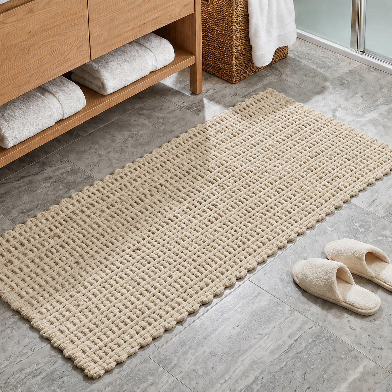 Tappeto bagno ciniglia 60x130 cm beige Rug