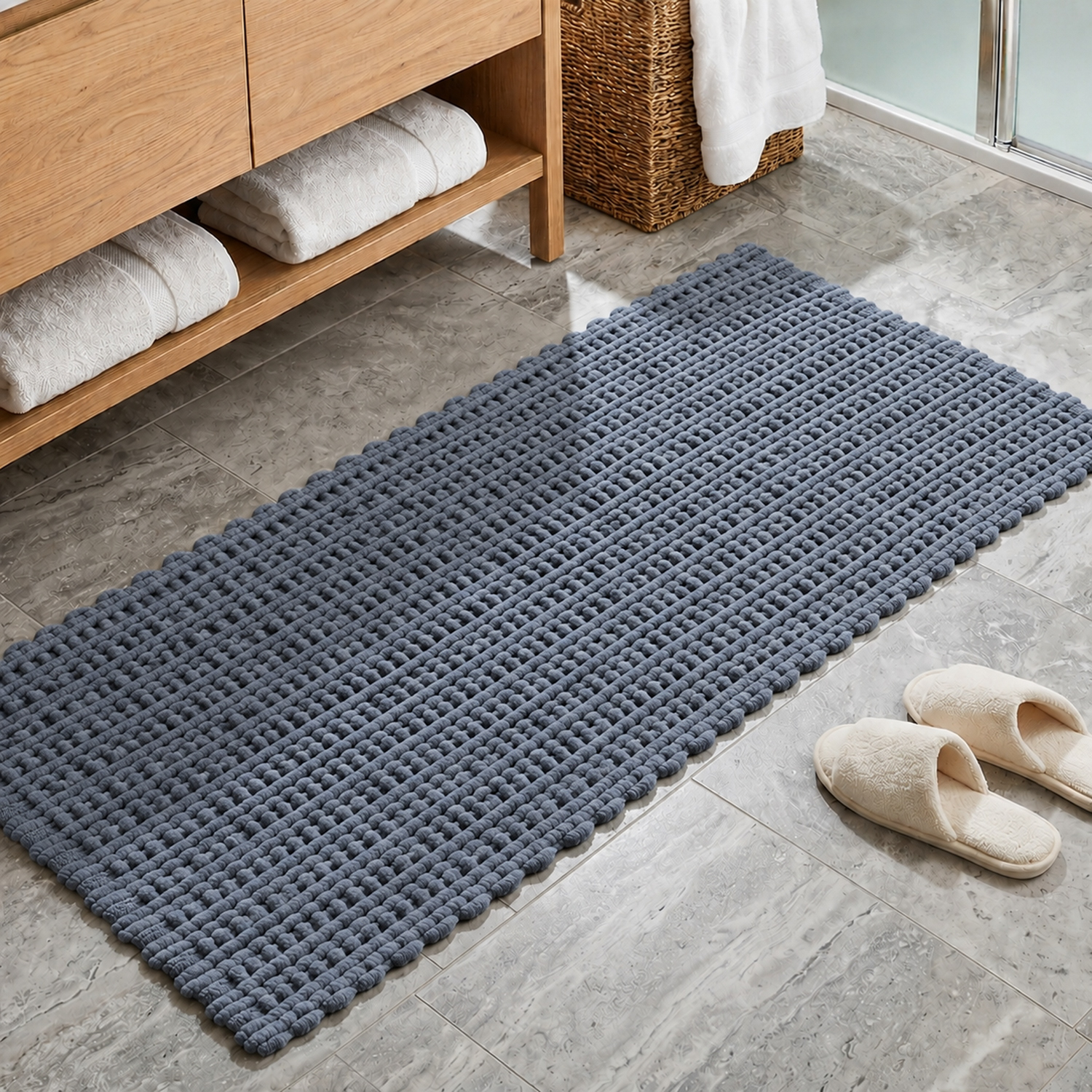 Tappeto bagno ciniglia 60x130 cm blu Rug