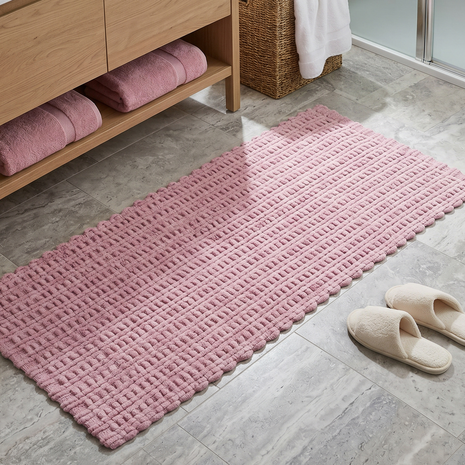 Tappeto bagno ciniglia 60x130 cm rosa Rug