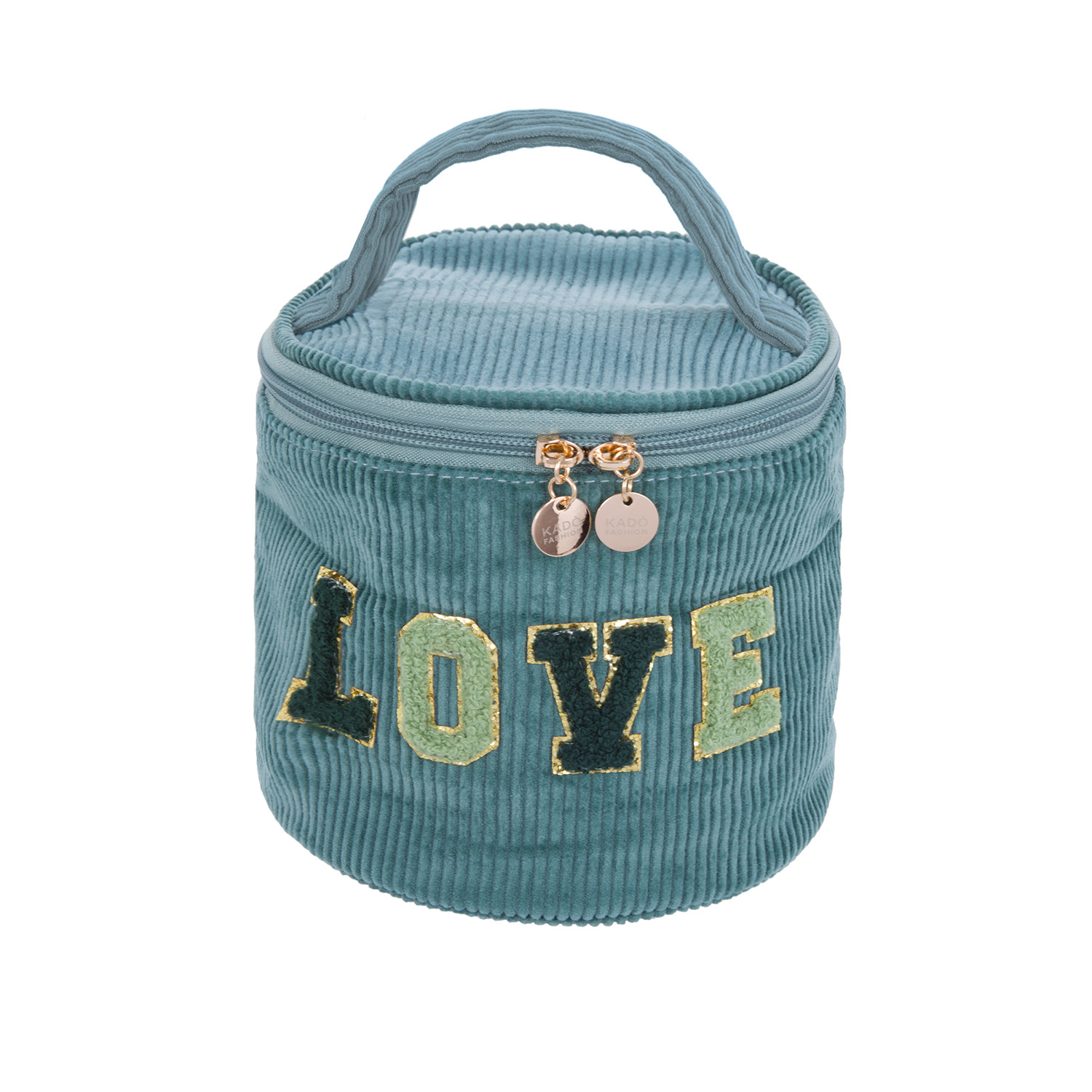 Beauty case rotondo Love tessuto verde Bloomy Collection