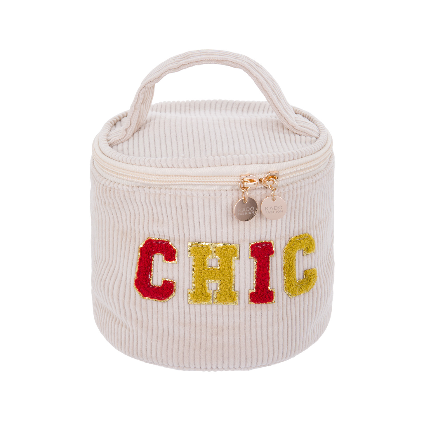 Beauty case rotondo Chic tessuto crema Bloomy Collection