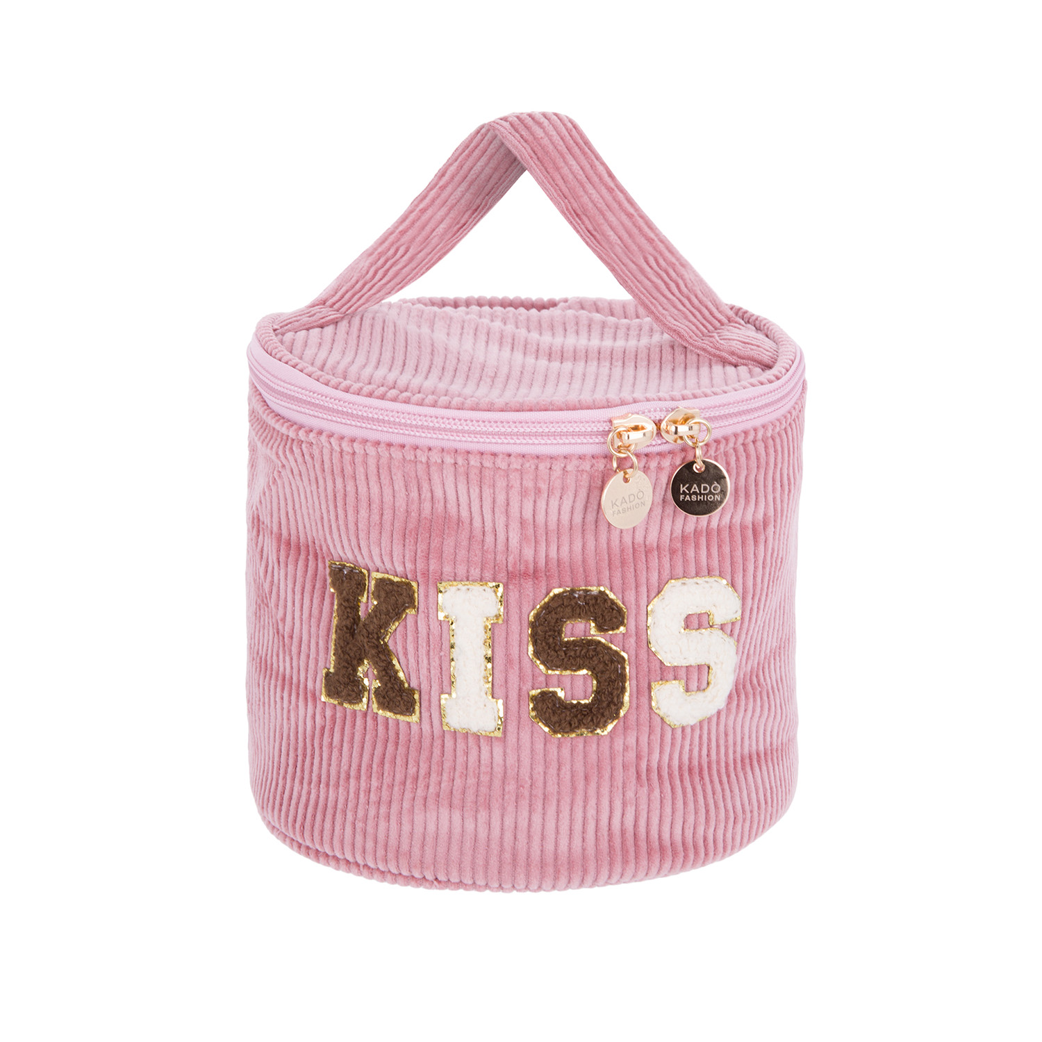 Beauty case rotondo Kiss tessuto rosa Bloomy Collection