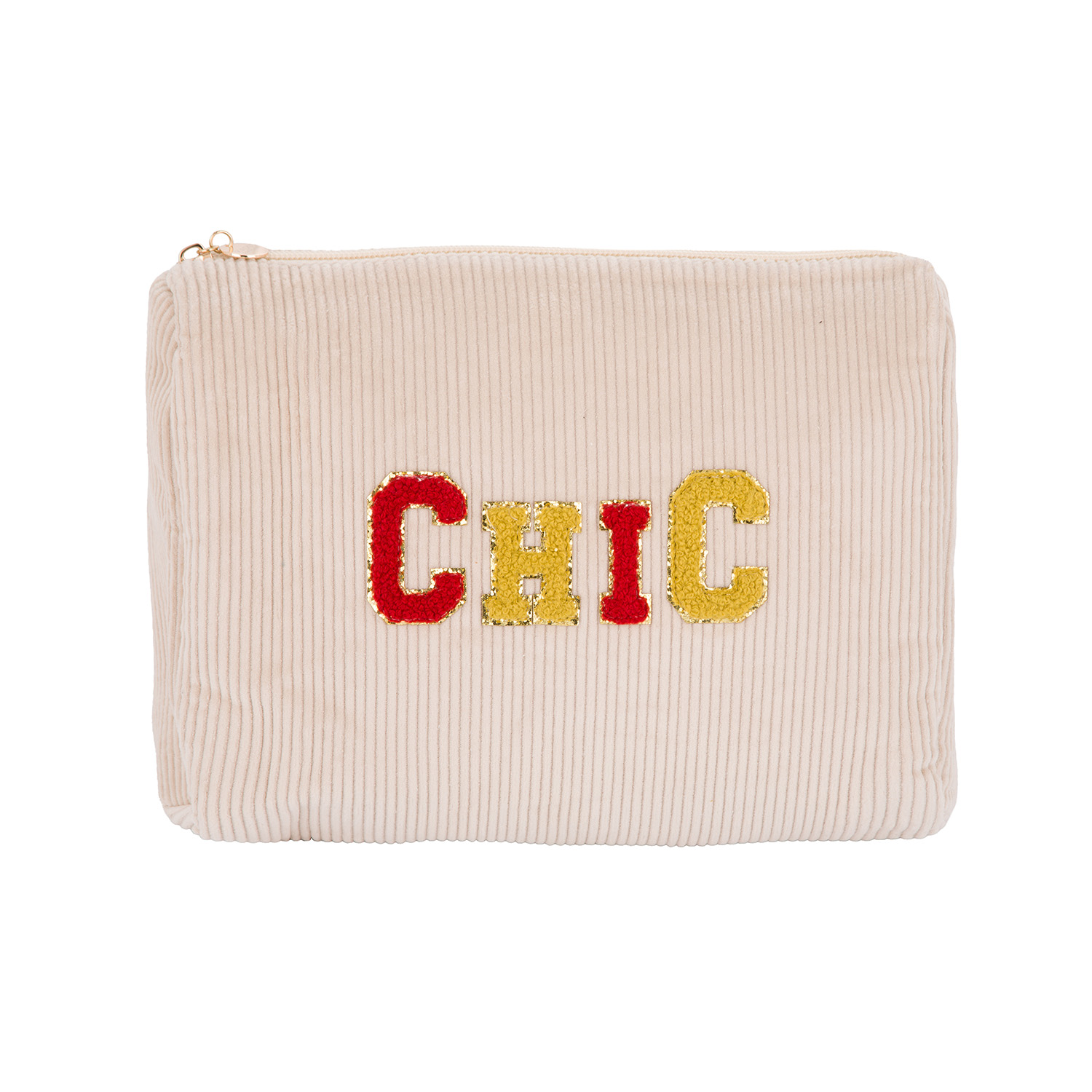 Pochette trucchi Chic crema con cerniera Bloomy Collection