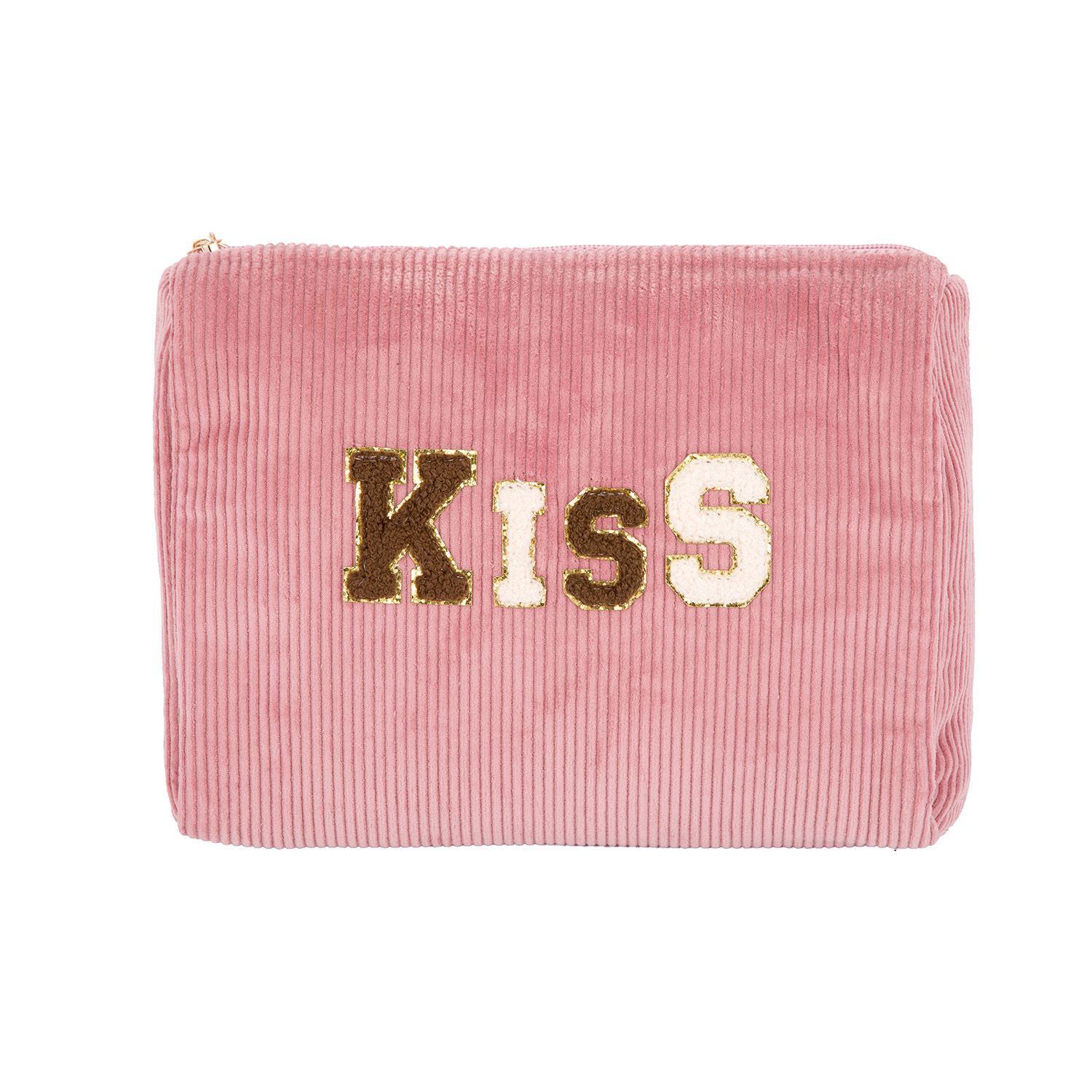 Pochette trucchi Kiss rosa con cerniera Bloomy Collection