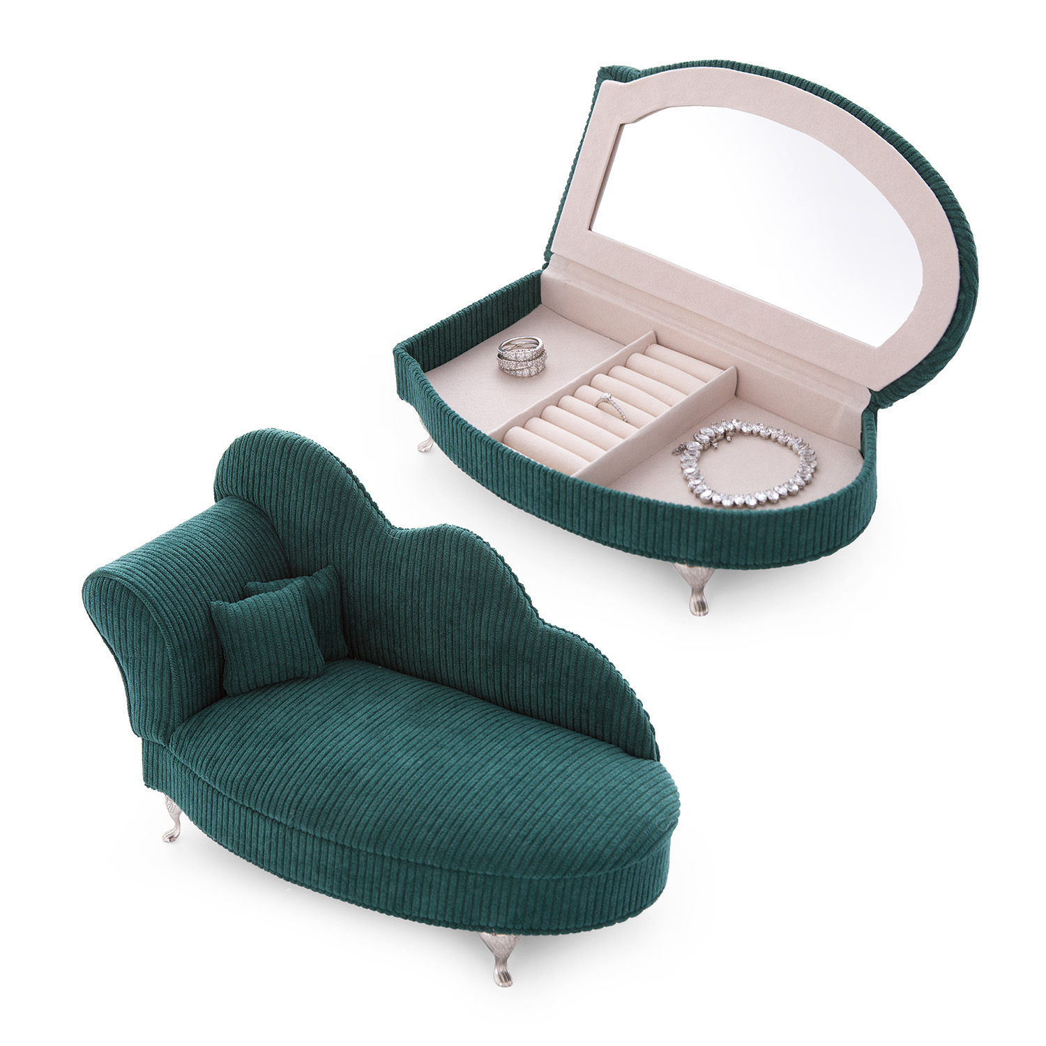 Divanetto portagioie verde 26x12,5x17 cm