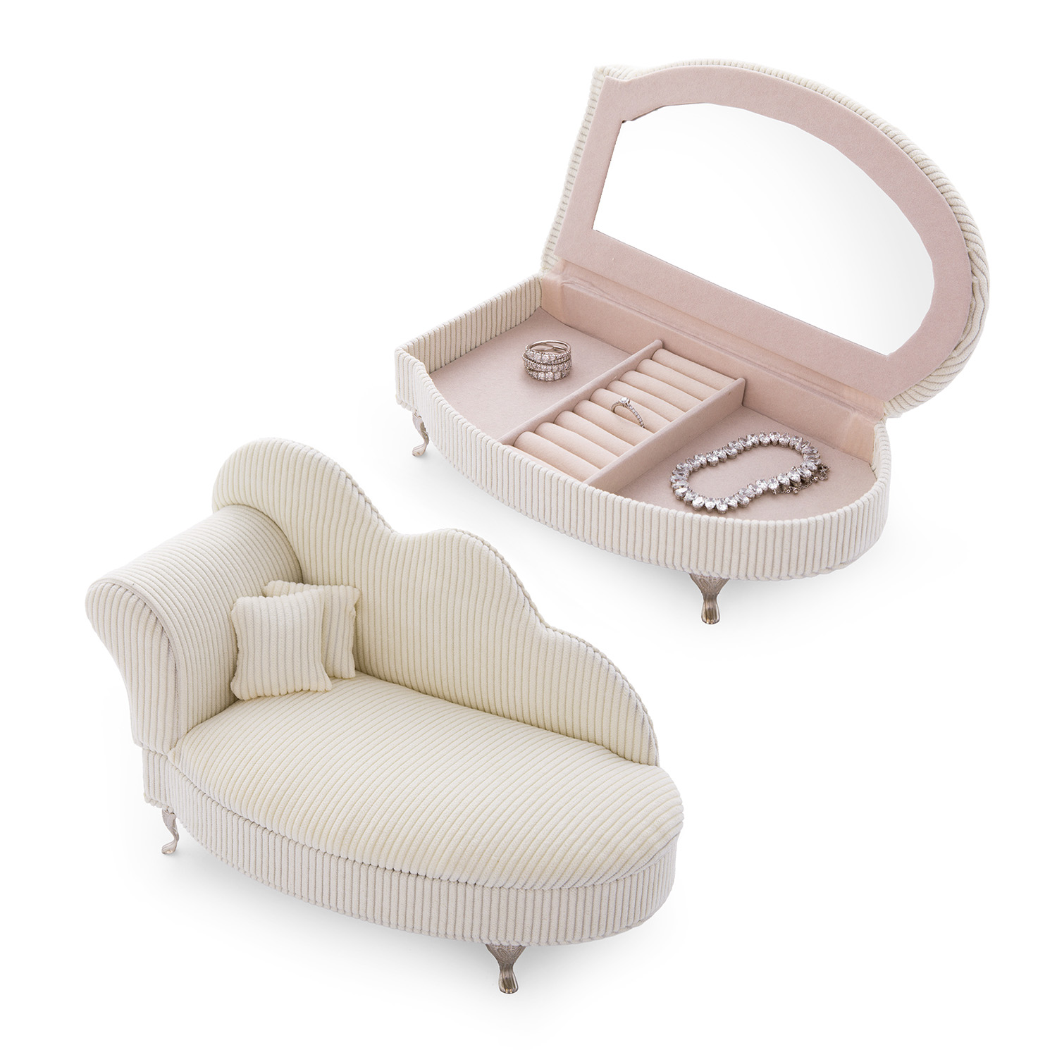 Divanetto portagioie crema 26x12,5x17 cm