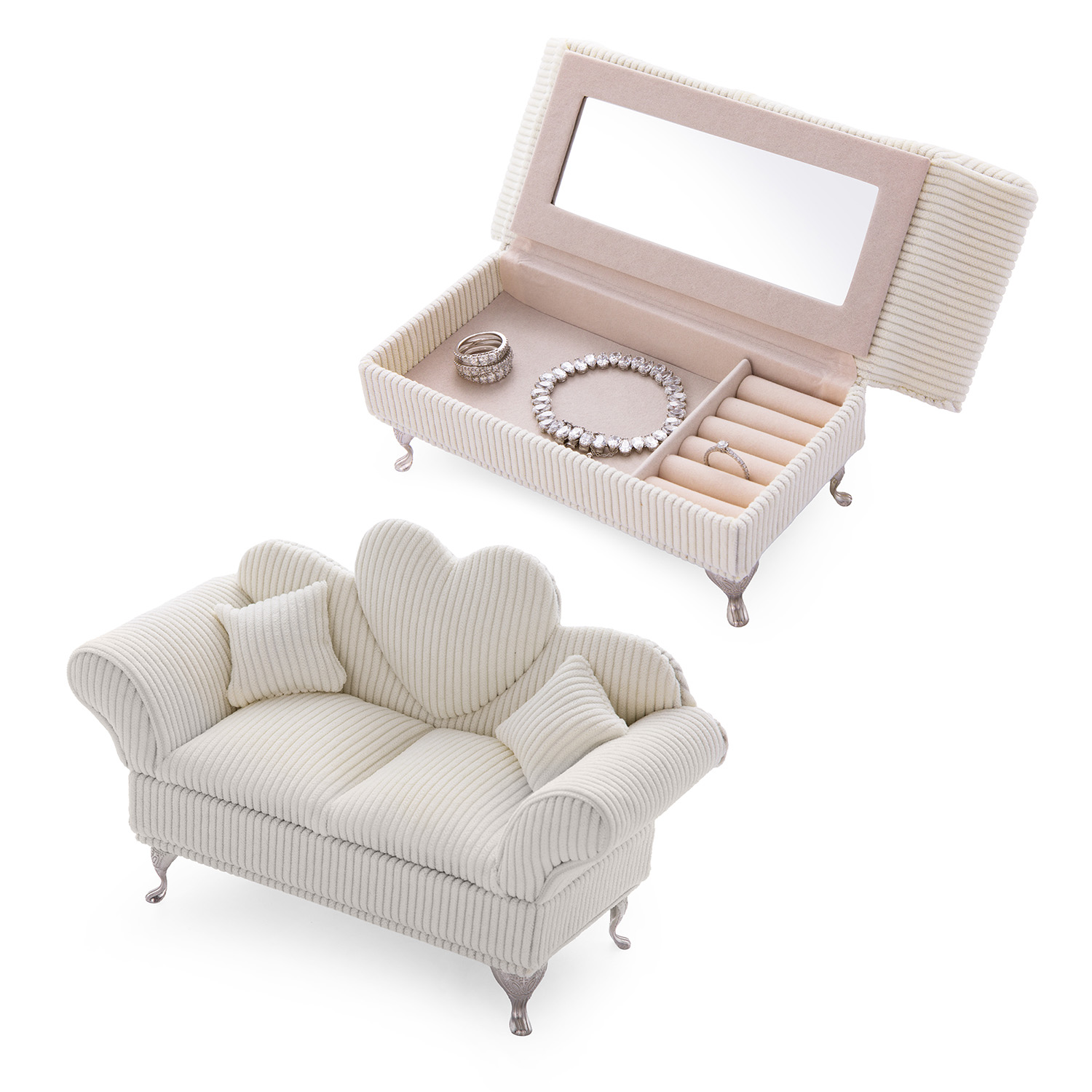 Divanetto portagioie crema 24x13x10 cm