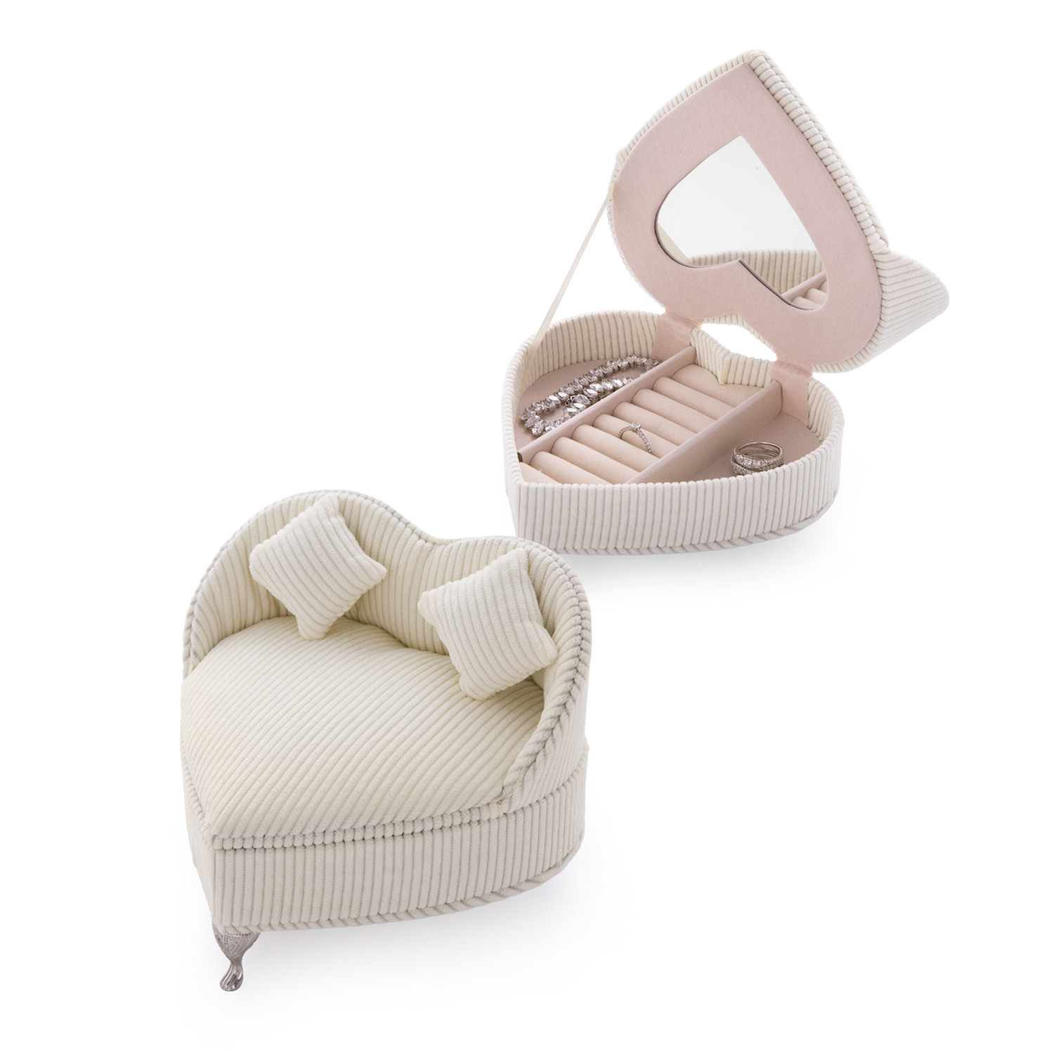 Portagioie cofanetto cuore crema 18x13x14 cm