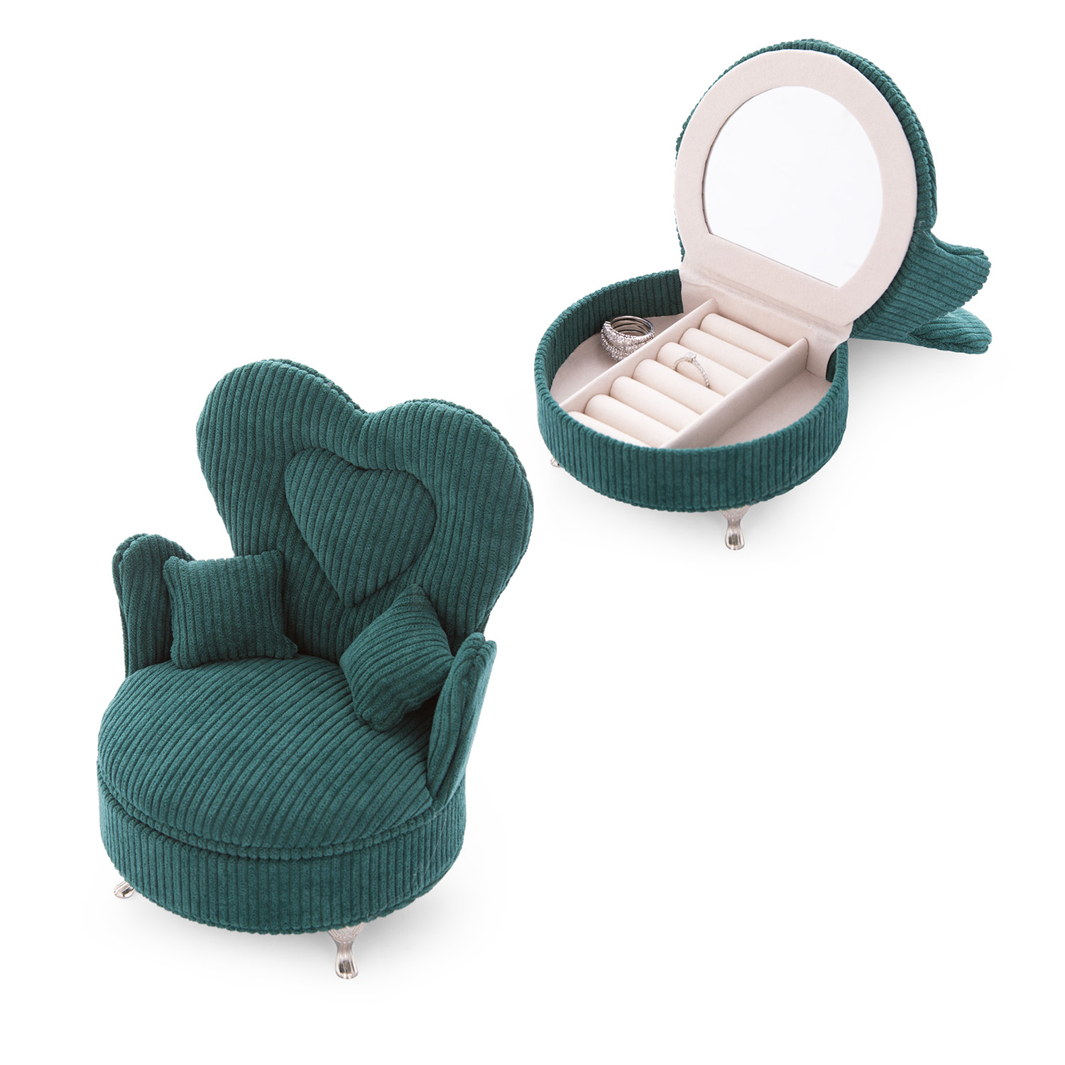 Poltroncina portagioie verde 16x11x18 cm