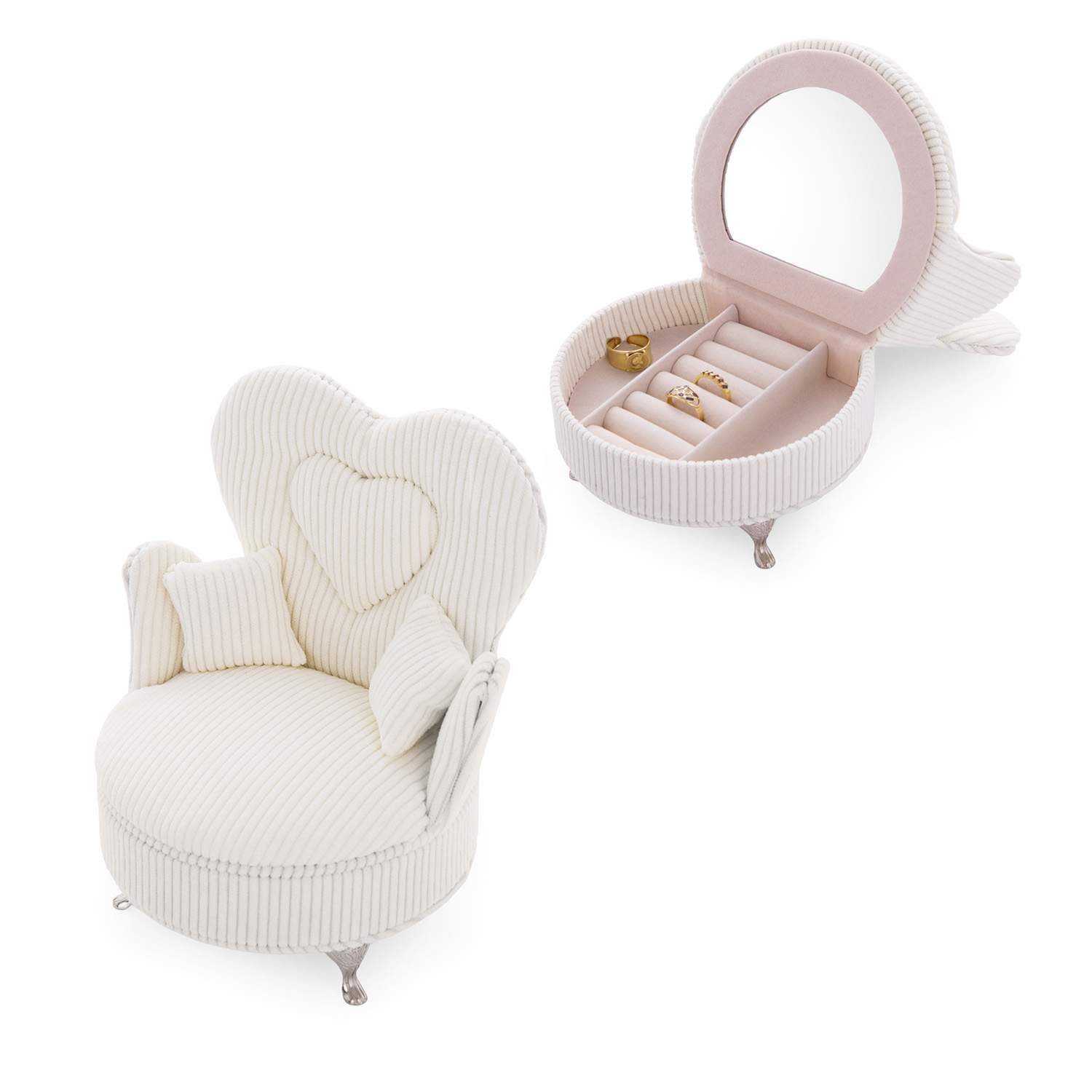 Poltroncina portagioie crema 16x11x18 cm