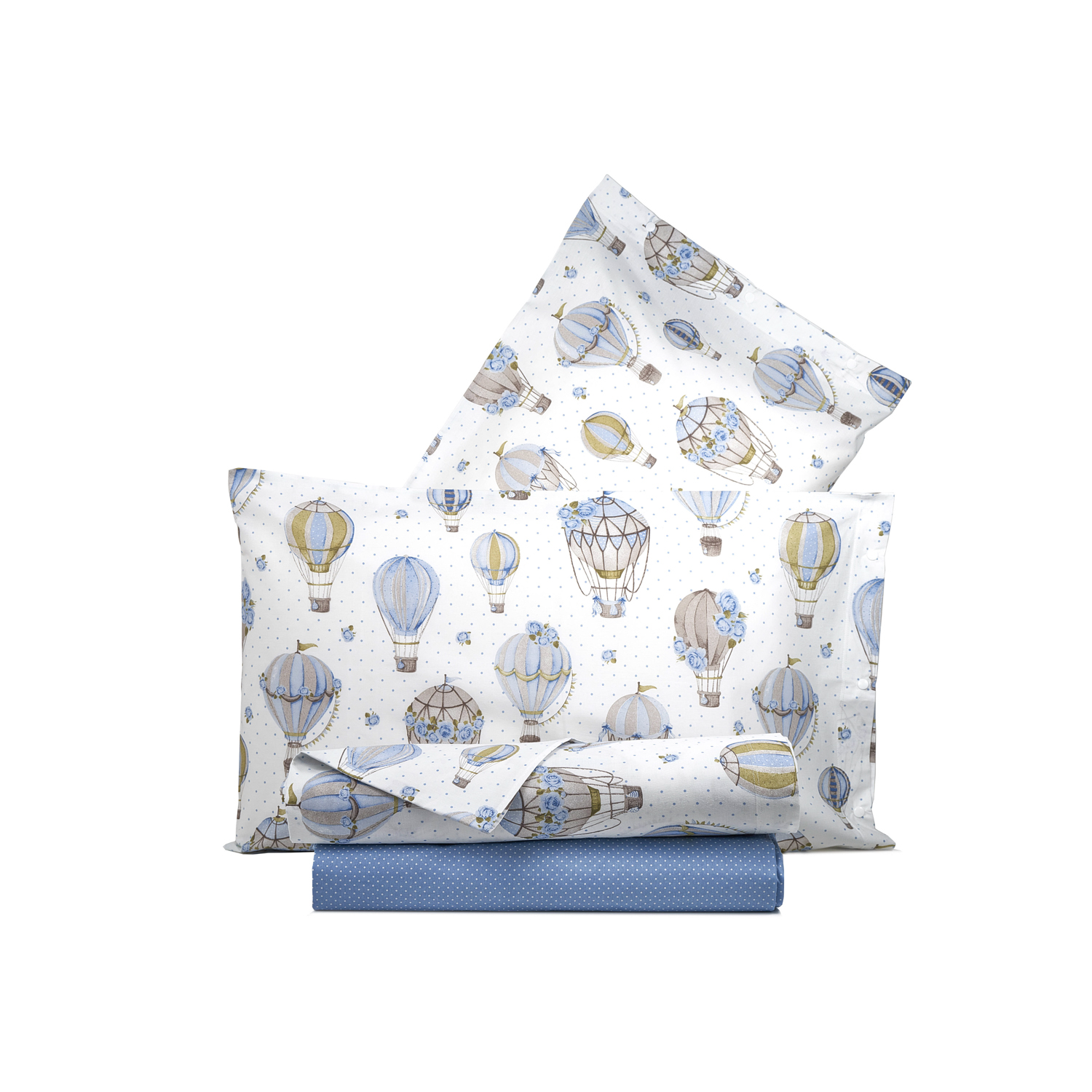 Completo letto matrimoniale mongolfiere azzurro