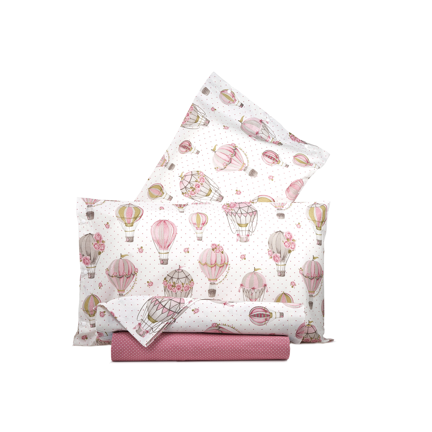 Completo letto matrimoniale mongolfiere rosa
