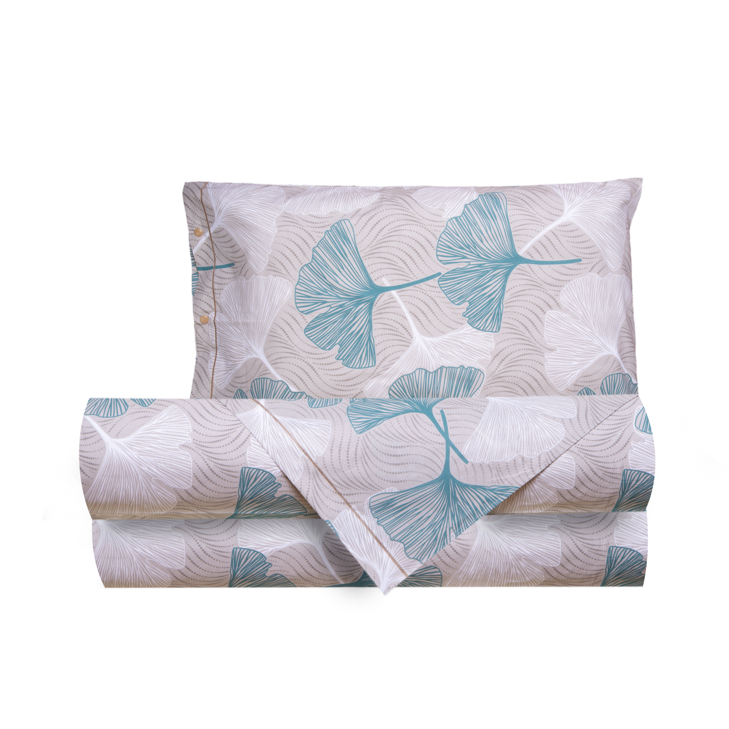 Completo letto singolo foglie ginko azzurro