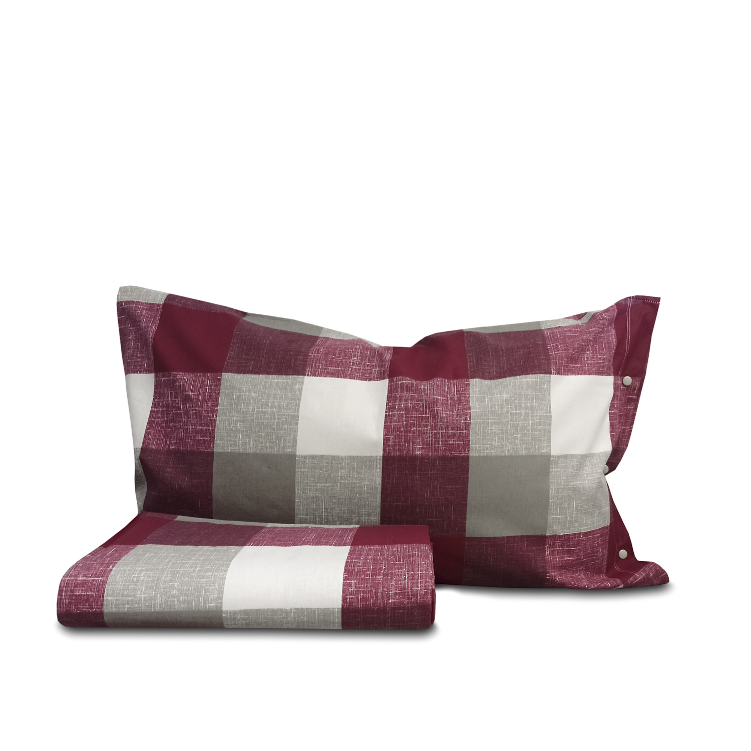 Parure copripiumino singolo cotone Quadri bordeaux