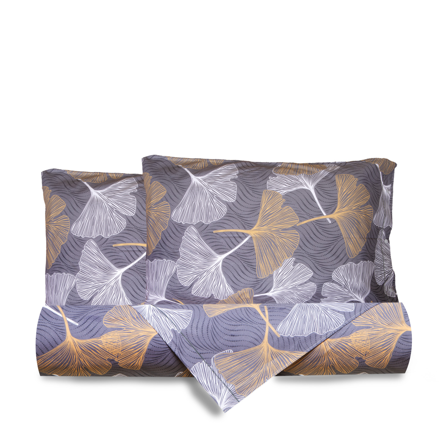 Parure copripiumino matrimoniale foglie ginkgo oro SmartDecoHome