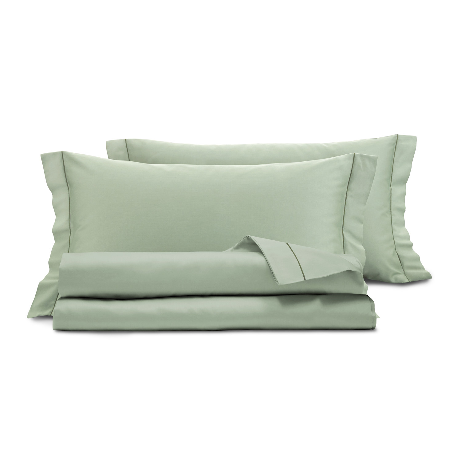 Completo letto matrimoniale raso verde salvia SmartDecoHome