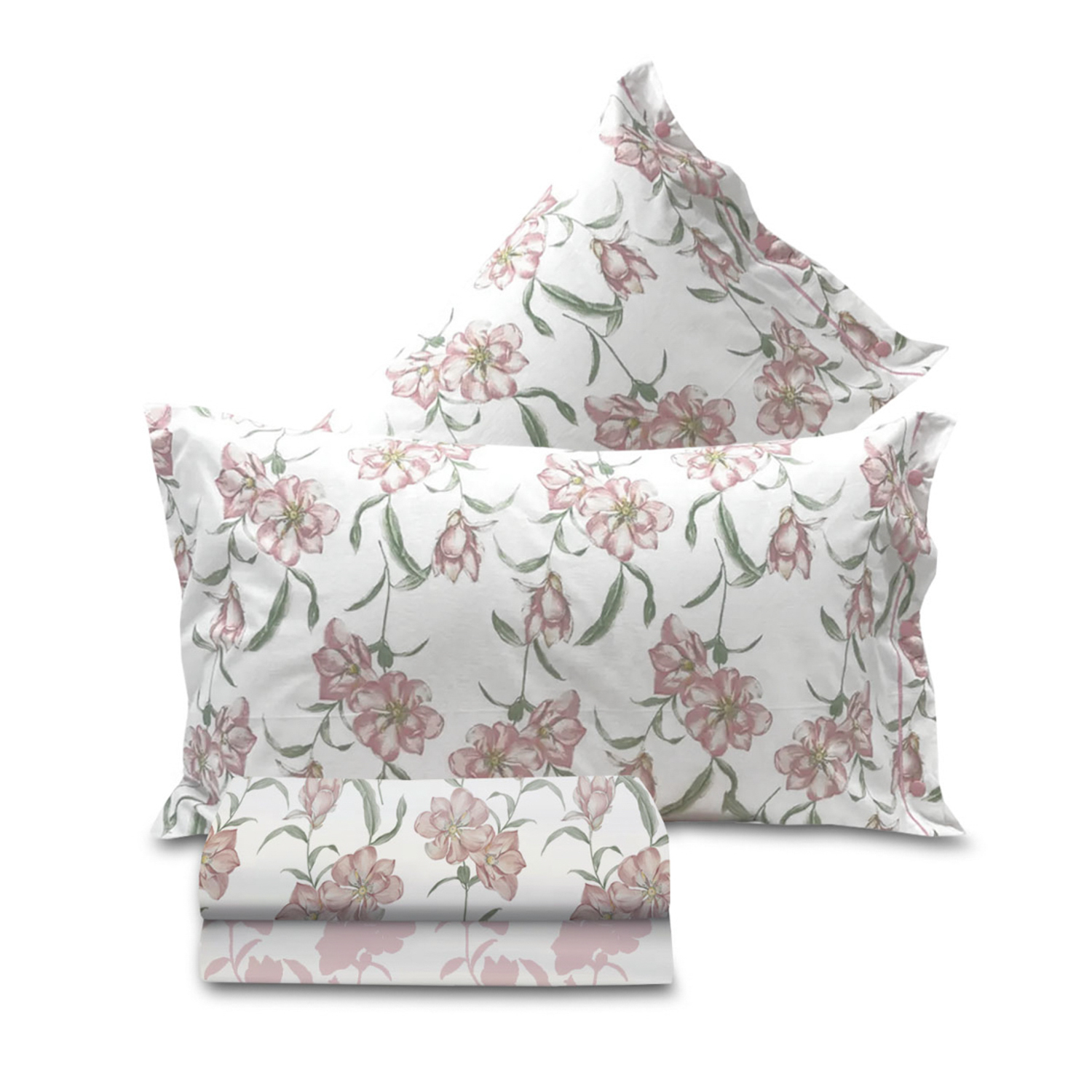 Completo letto matrimoniale fiori Mara rosa SmartDecoHome