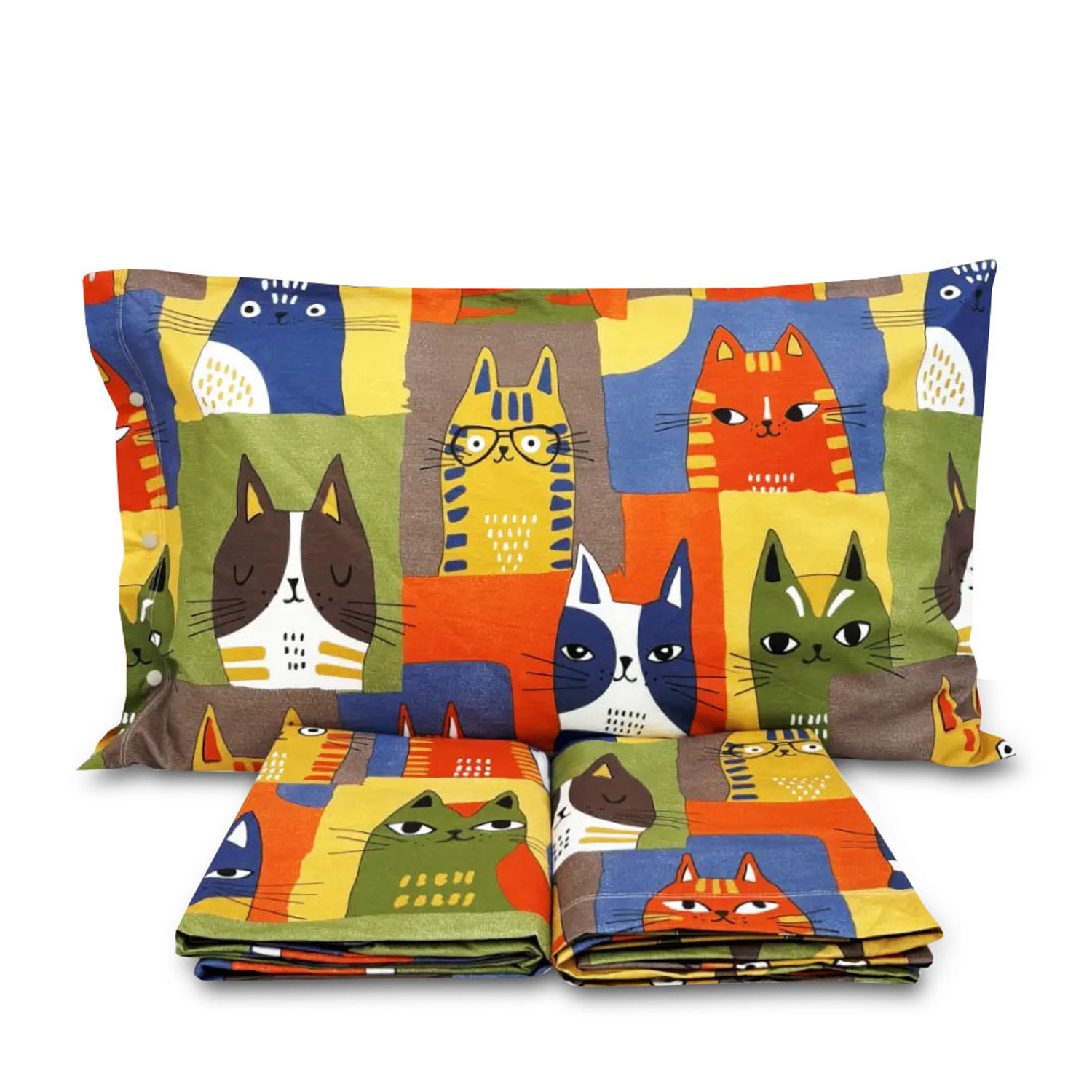 Completo letto singolo Gattoni multicolor SmartDecoHome