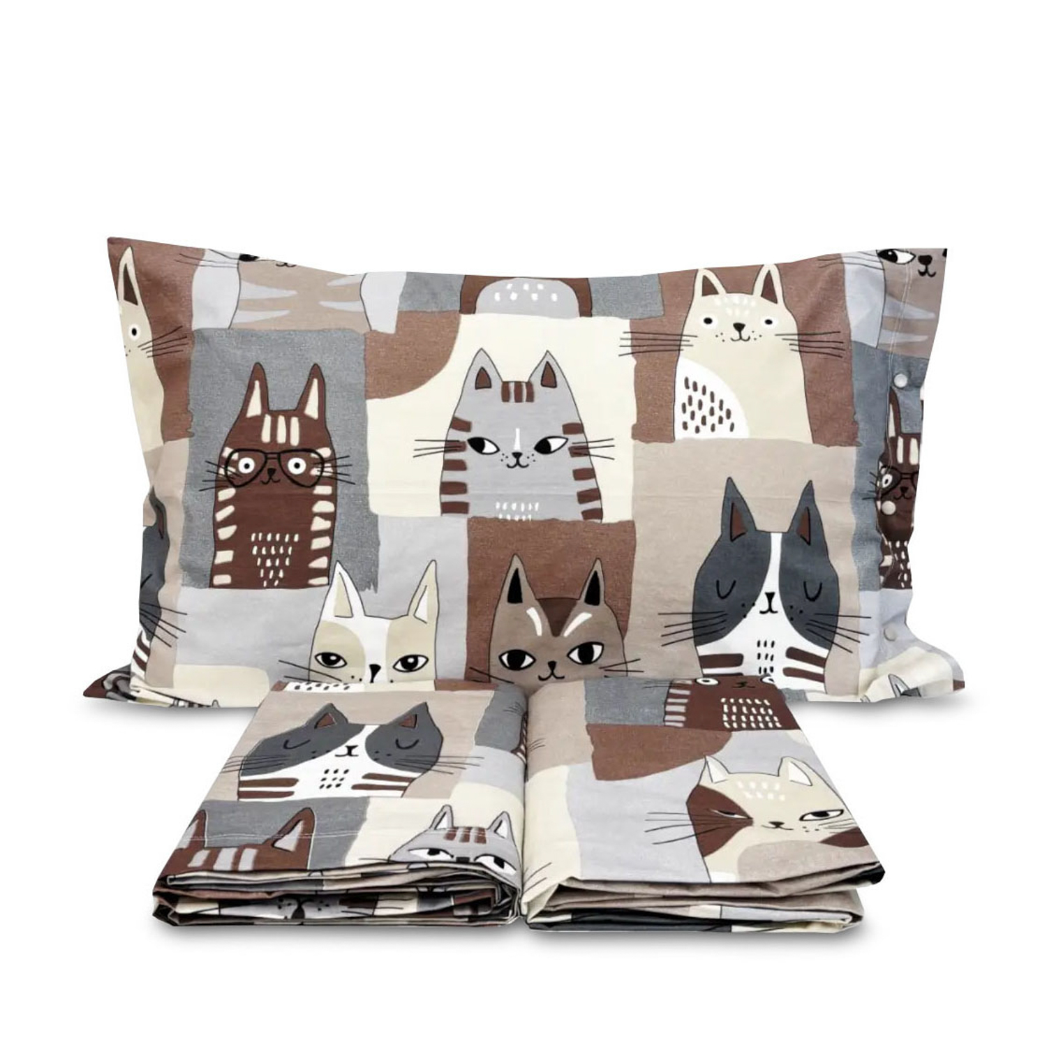 Completo letto singolo Gattoni tortora SmartDecoHome