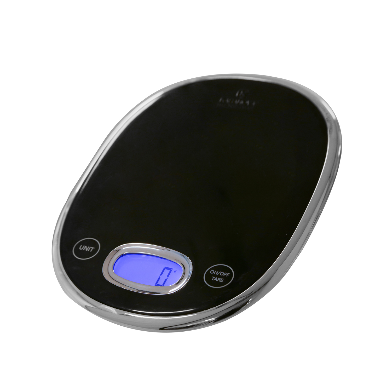 Bilancia digitale 5 Kg nera cromata design Luca Trazzi