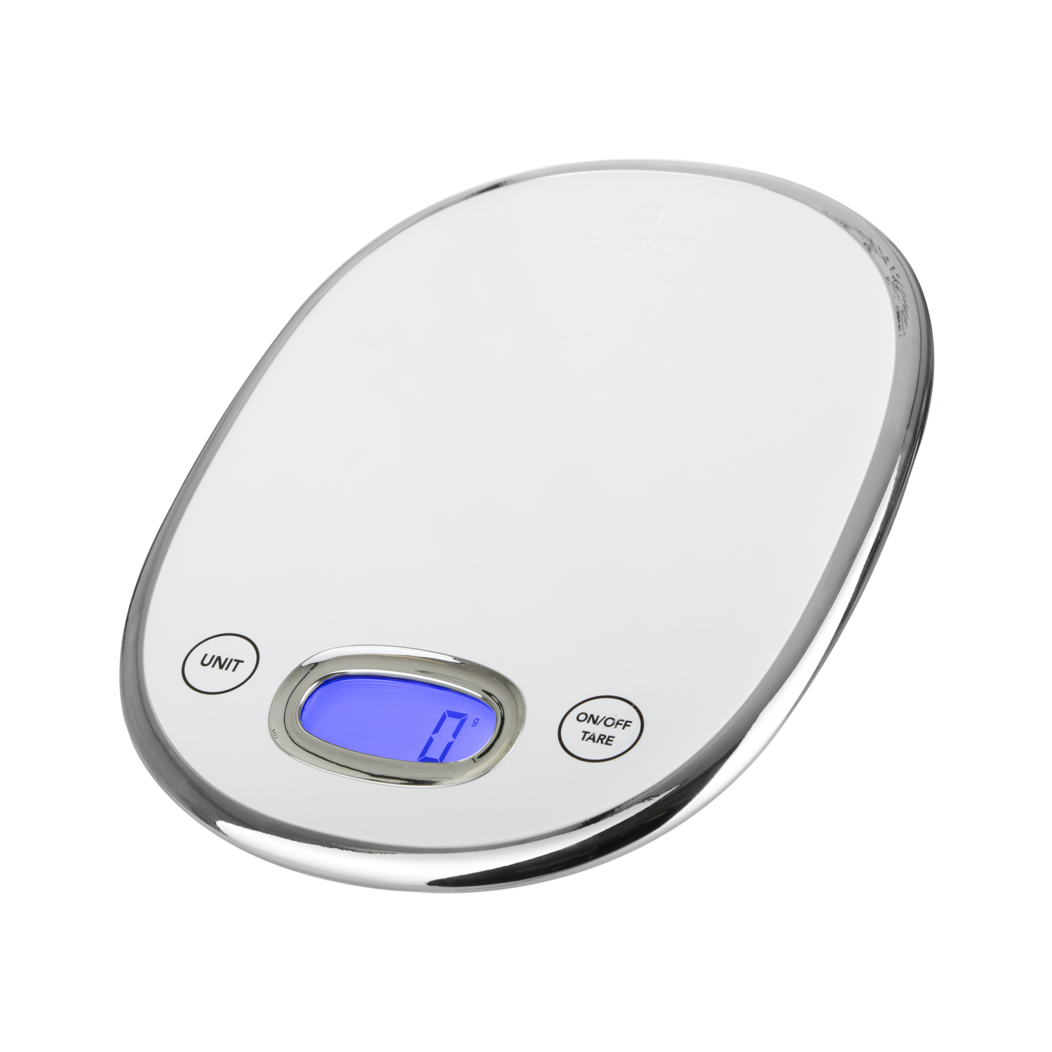 Bilancia digitale 5 Kg bianca cromata design Luca Trazzi