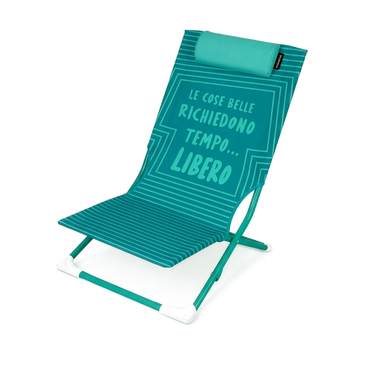 Spiaggina sedia pieghevole scritta Tempo libero e poggiatesta