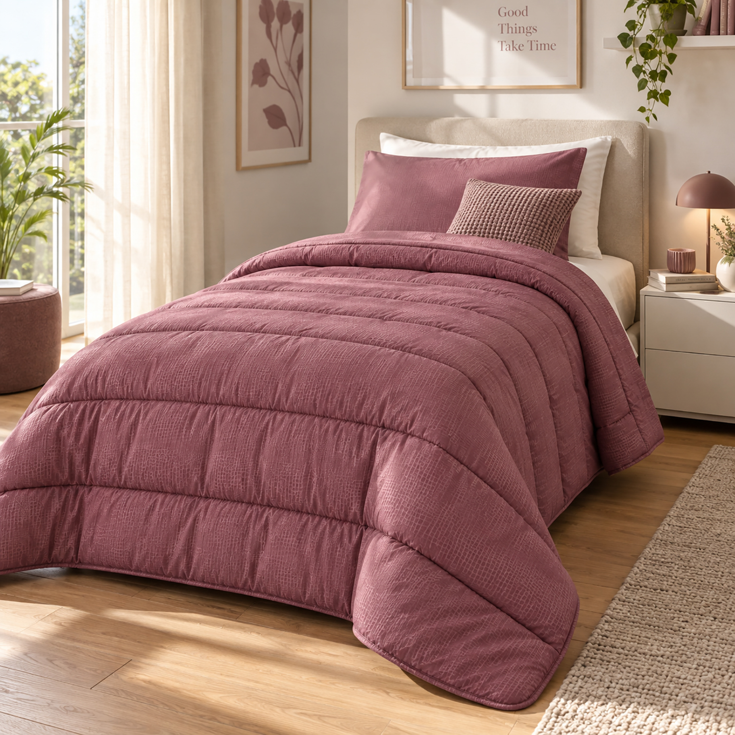 Trapunta invernale singola embossed malva