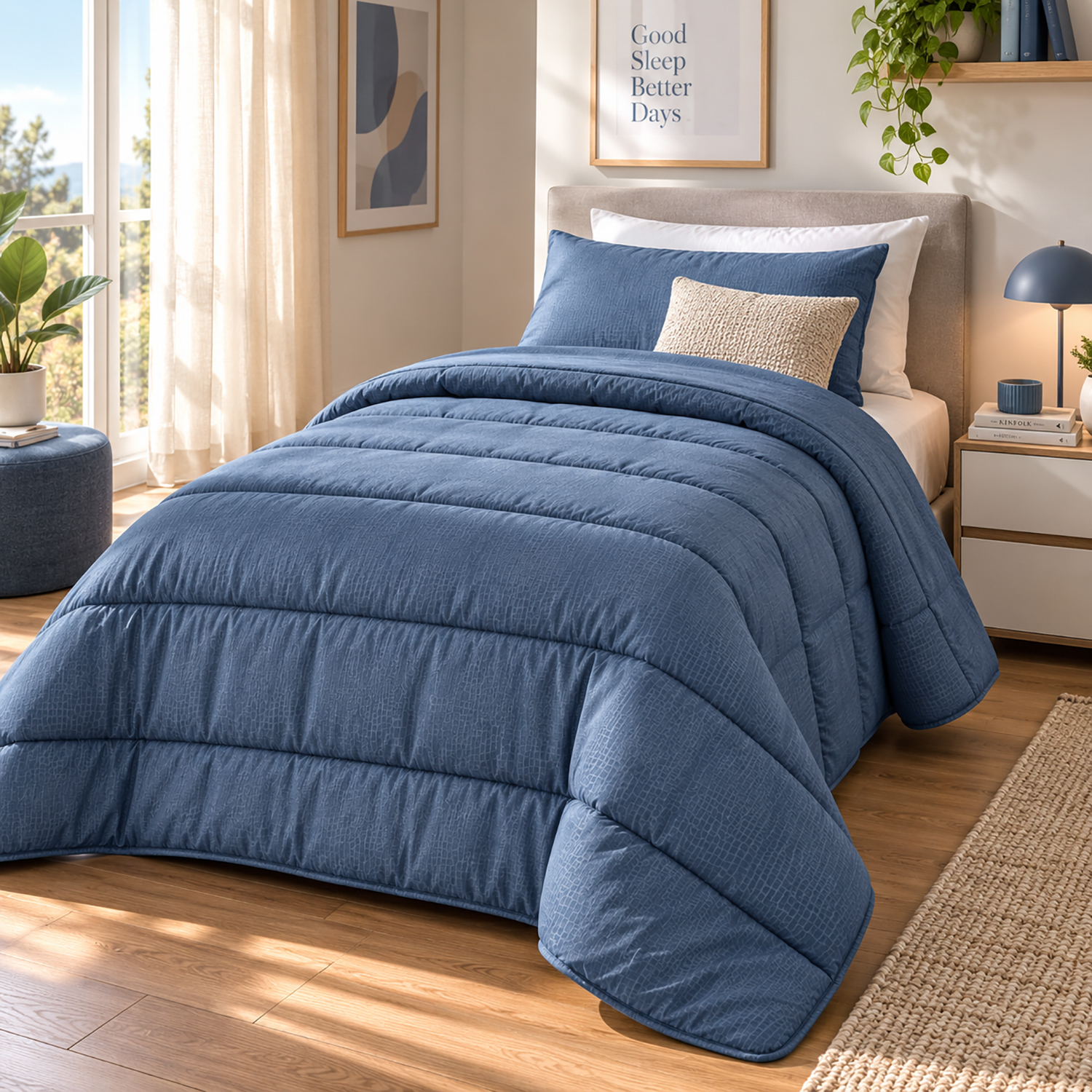 Trapunta invernale singola embossed blu