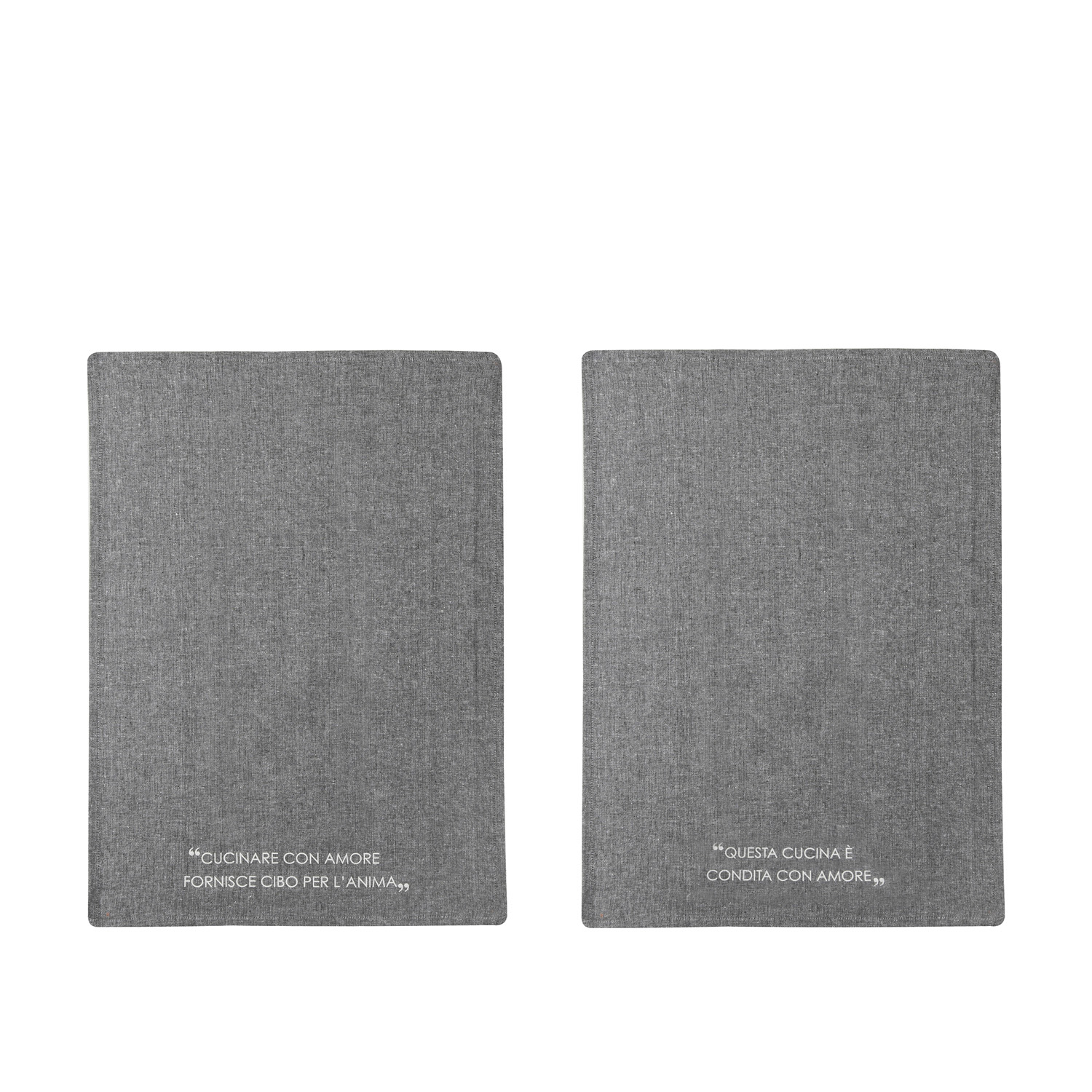 Set 2 strofinacci 45x65 cm antracite con scritta in misto cotone