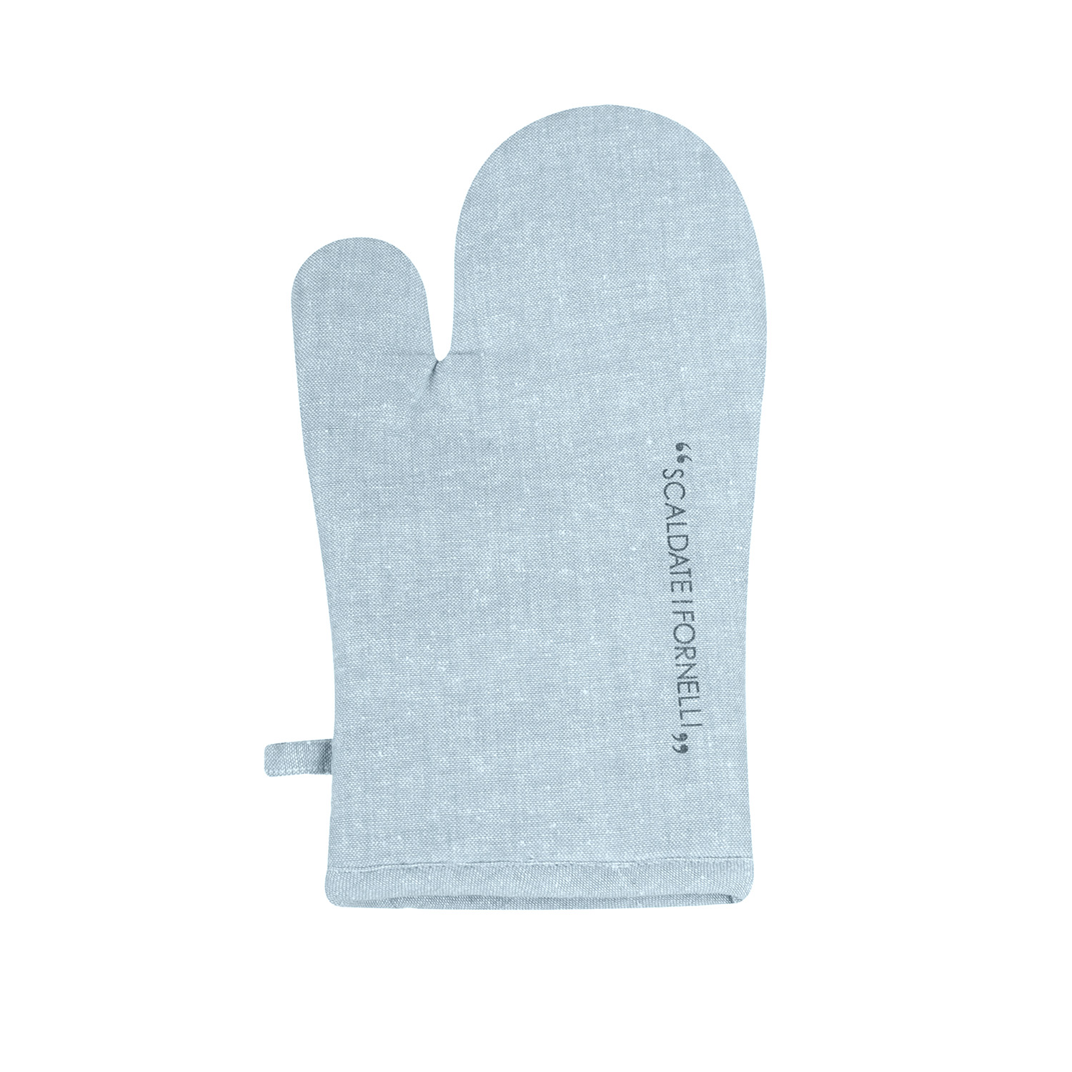 Guanto forno ottanio con scritta in misto cotone