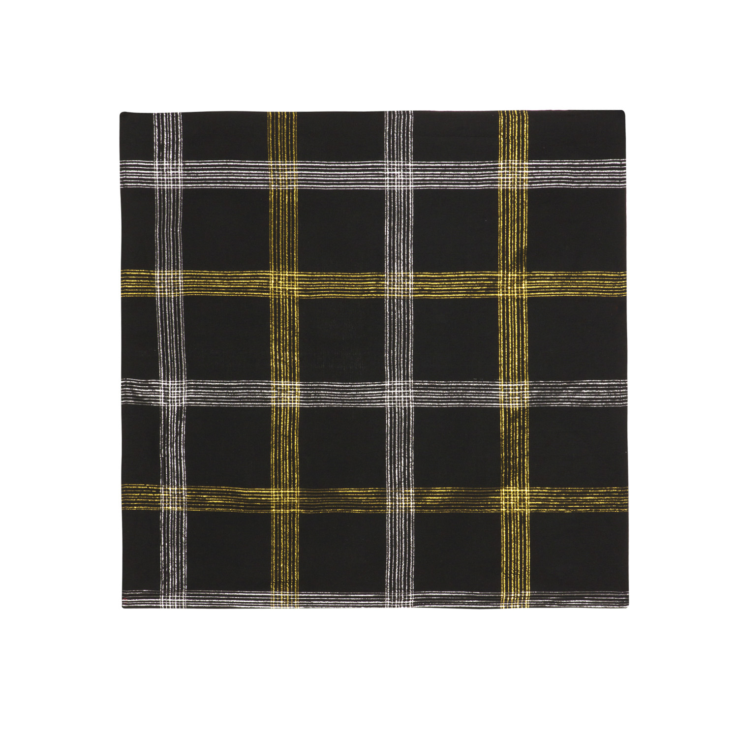 Centrotavola Natalizio: Elegante Motivo Tartan Nero e Oro