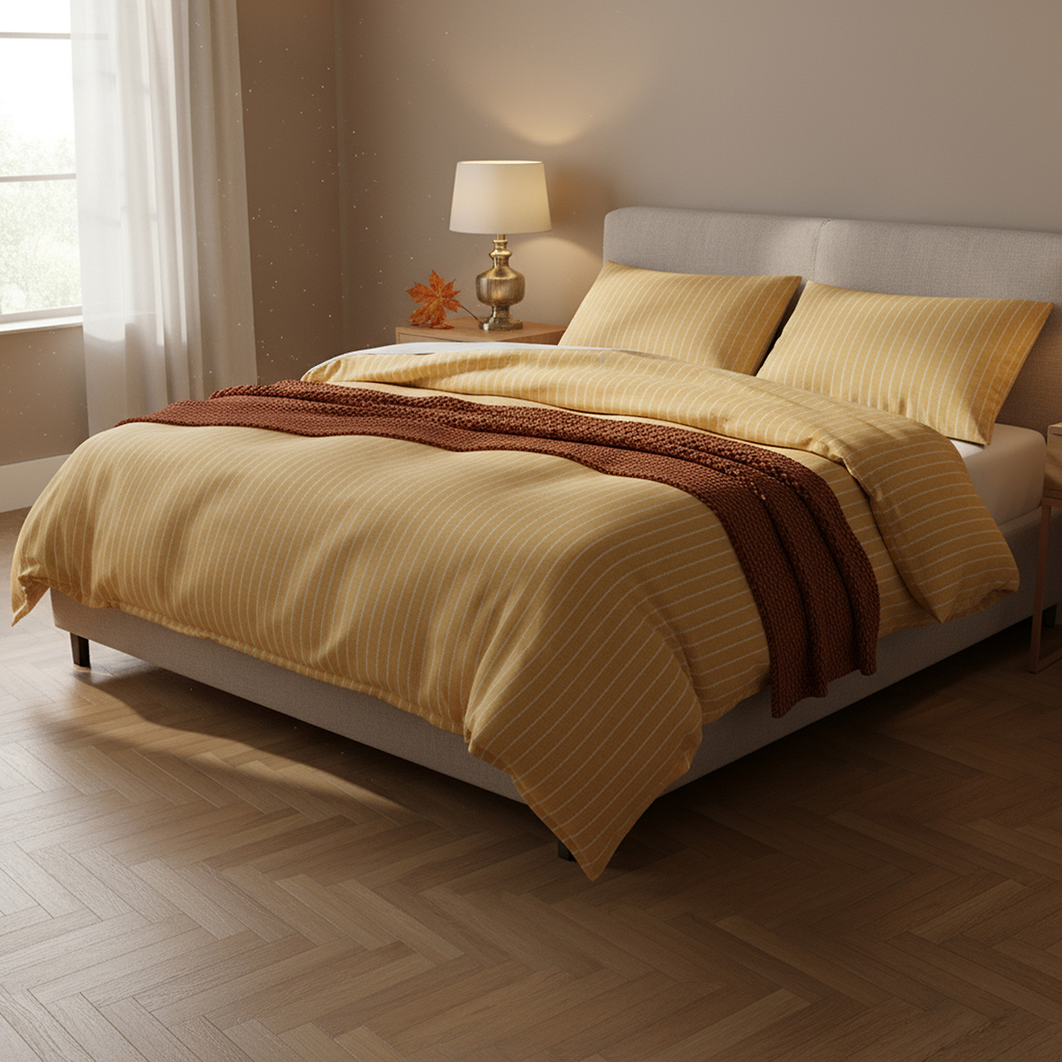 Parure copripiumino matrimoniale cotone ocra Skye