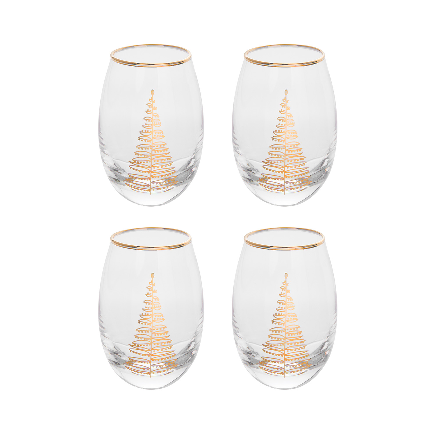 Set 4 bicchieri liquore decoro natalizio oro