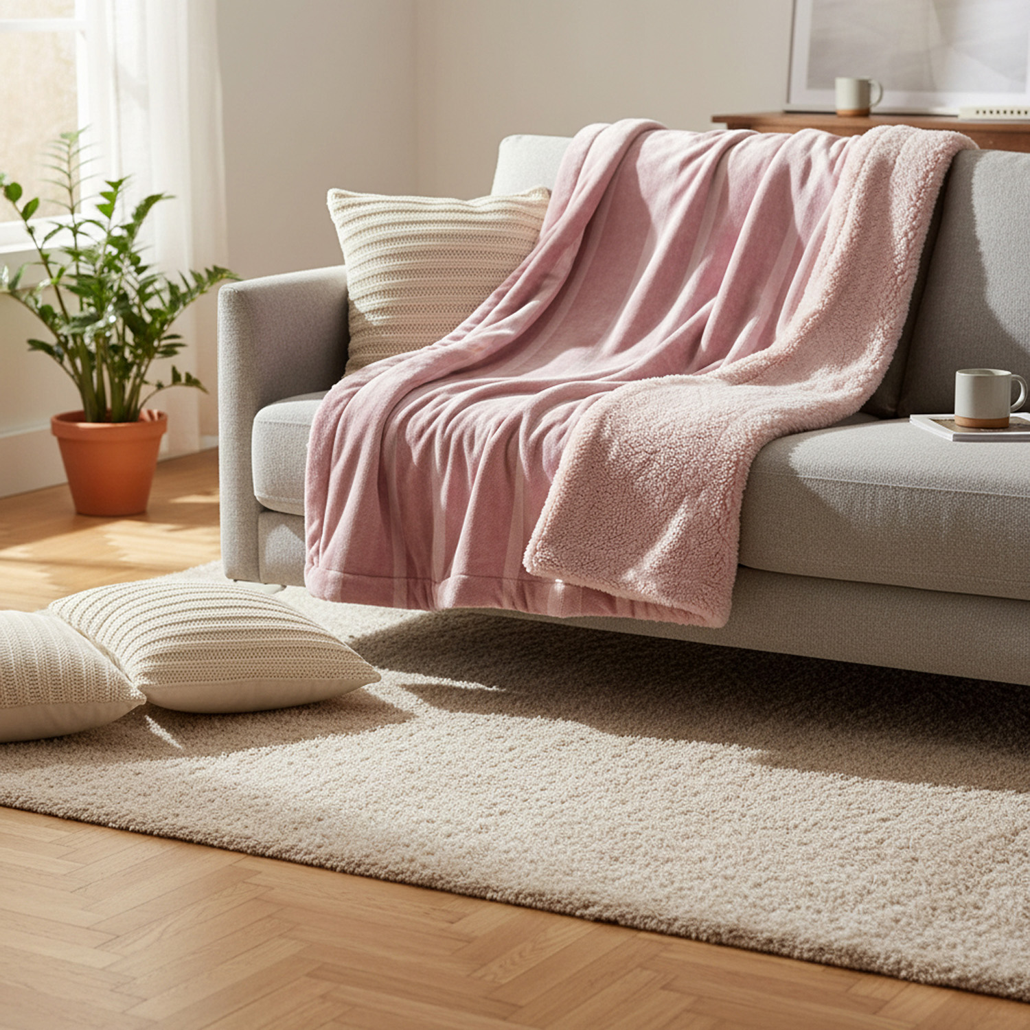 Coperta righe malva jaquard 190x230cm