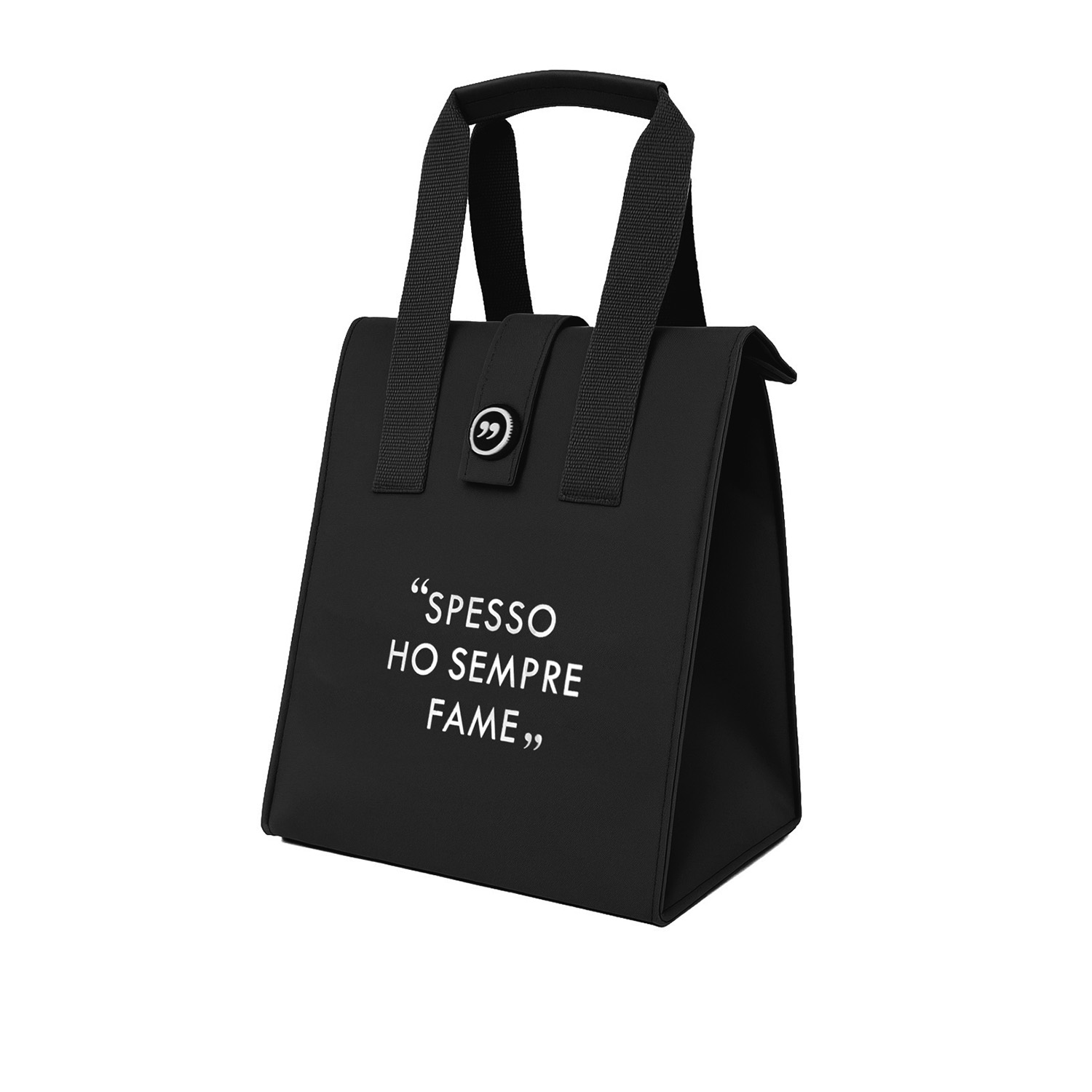 Borsa porta pranzo termica 12 L nero con scritta