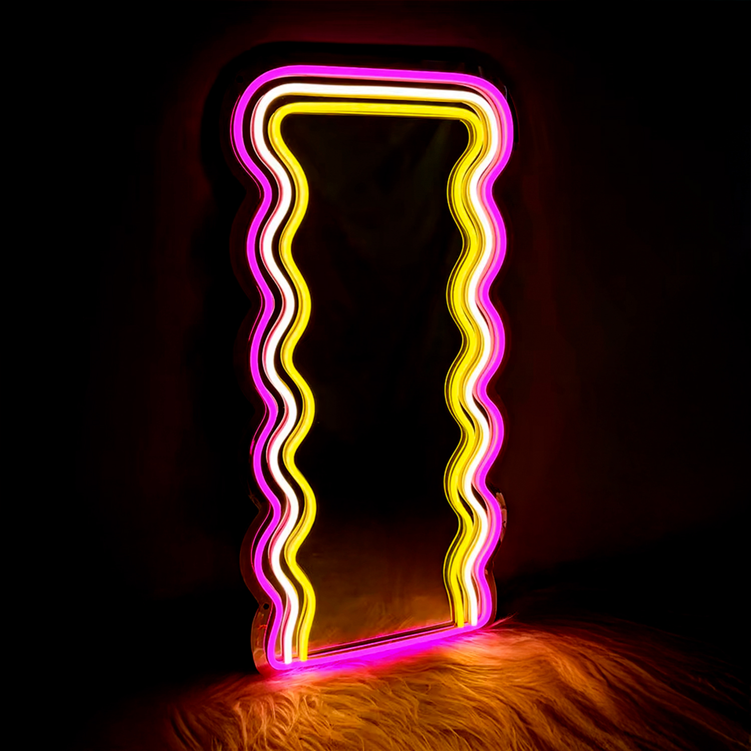 Specchio a Luce Neon Onde 30x60 cm - Design Unico