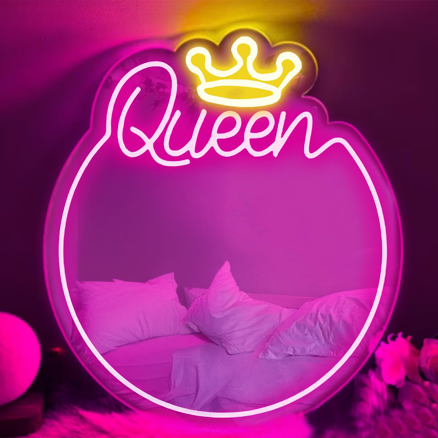 Specchio con Luce Neon Queen 30x35 cm