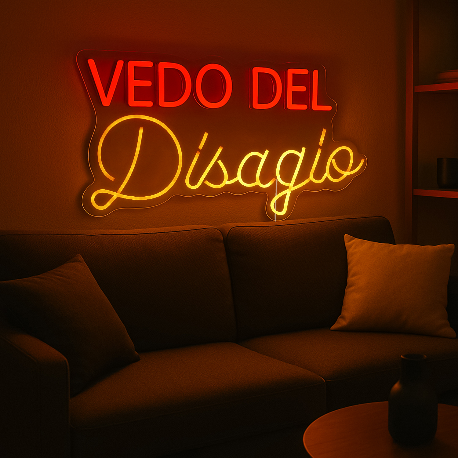 Insegna luminosa Vedo del disagio, da appendere