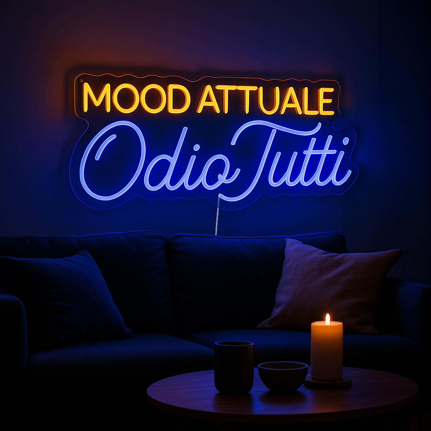 Insegna luminosa Odio tutti, da appendere