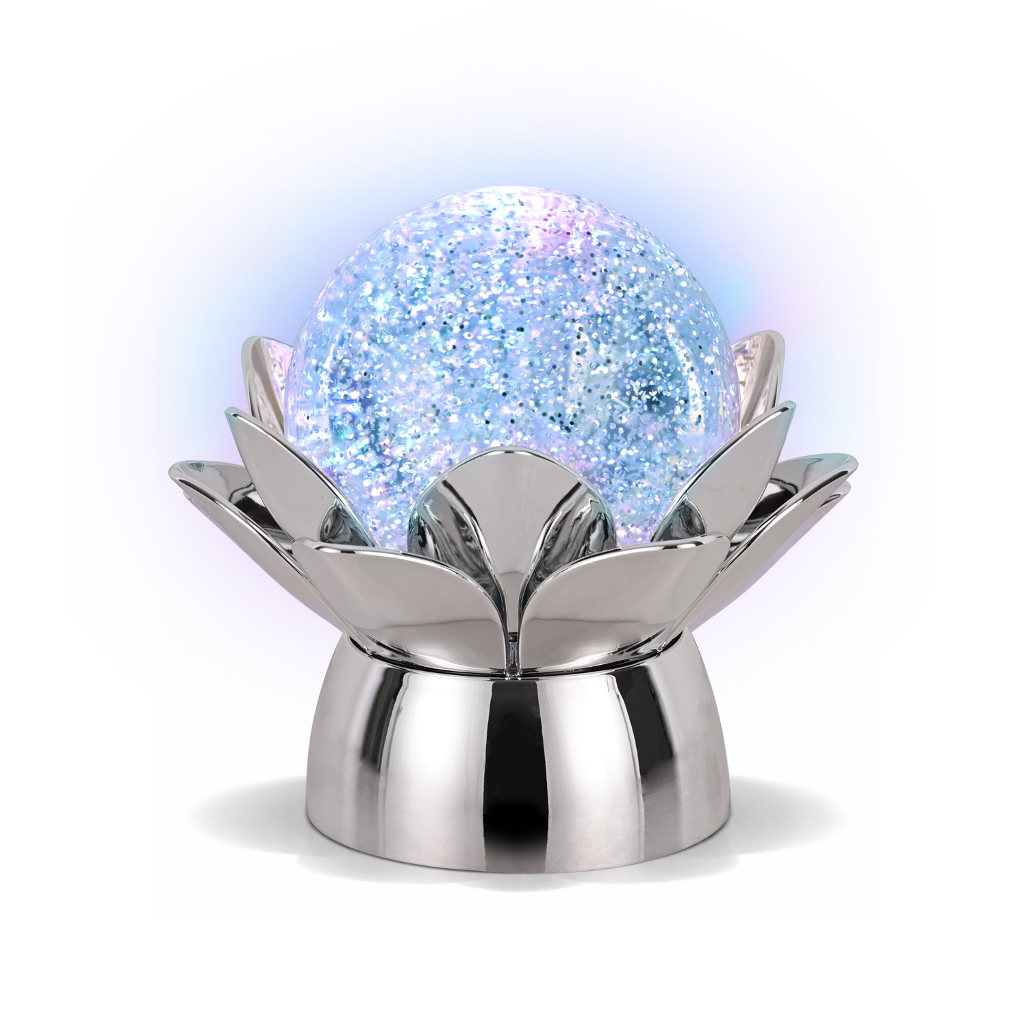 Lampada led sfera glitter silver 7 colori