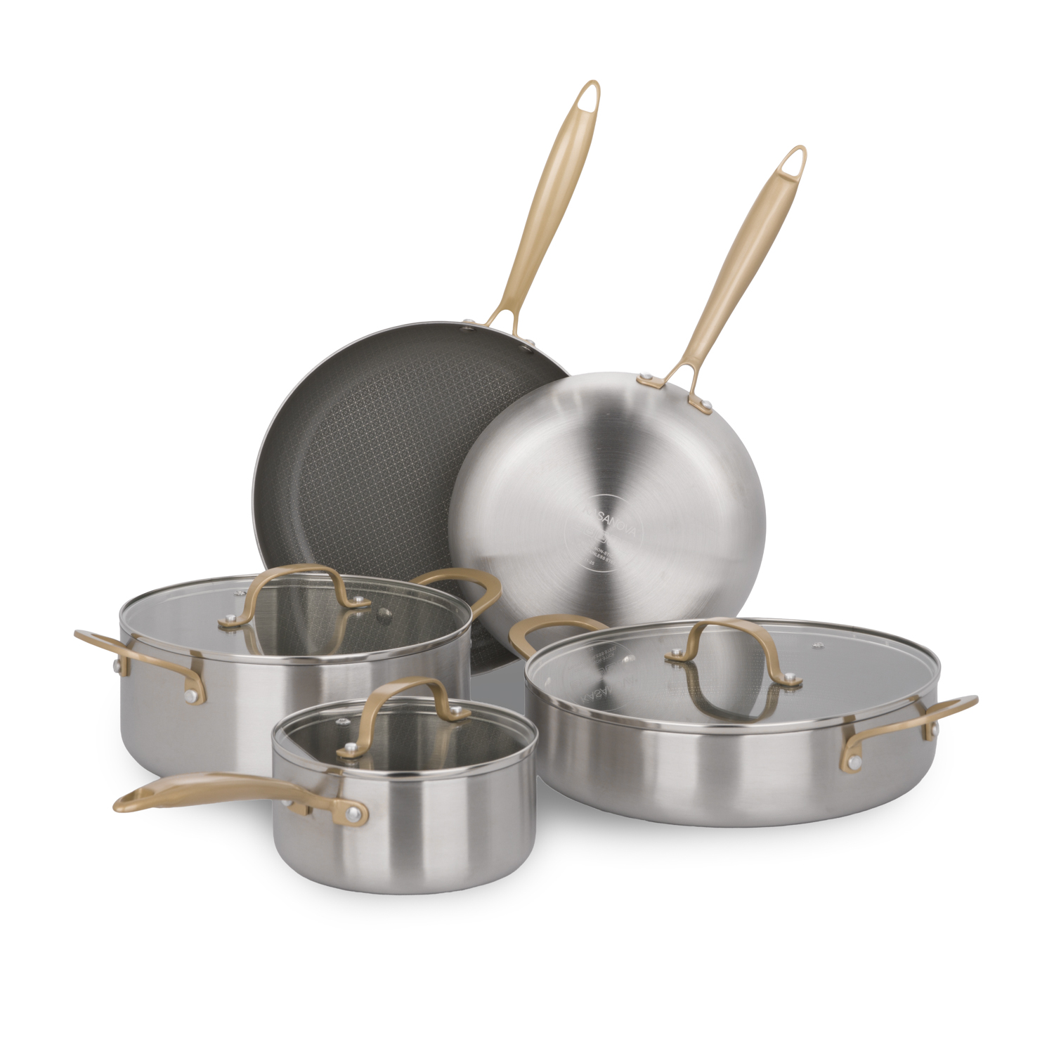 Batteria pentole 8 pezzi Tri - Ply Gold triplo strato