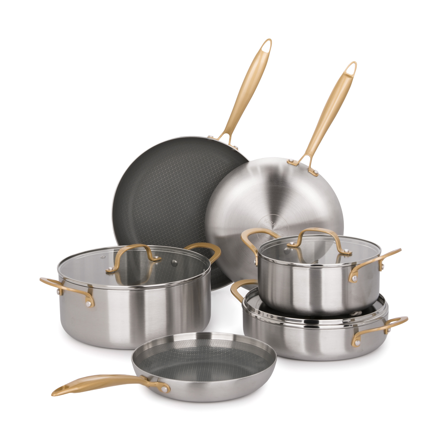 Batteria pentole 9 pezzi Tri - Ply Gold triplo strato